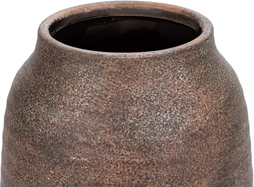 Miniatura 3 de Briful Jarrón rústico de cerámica de 7 pulgadas de alto, florero de cerámica vintage hecho a mano con acabado blanco lavado envejecido, acento