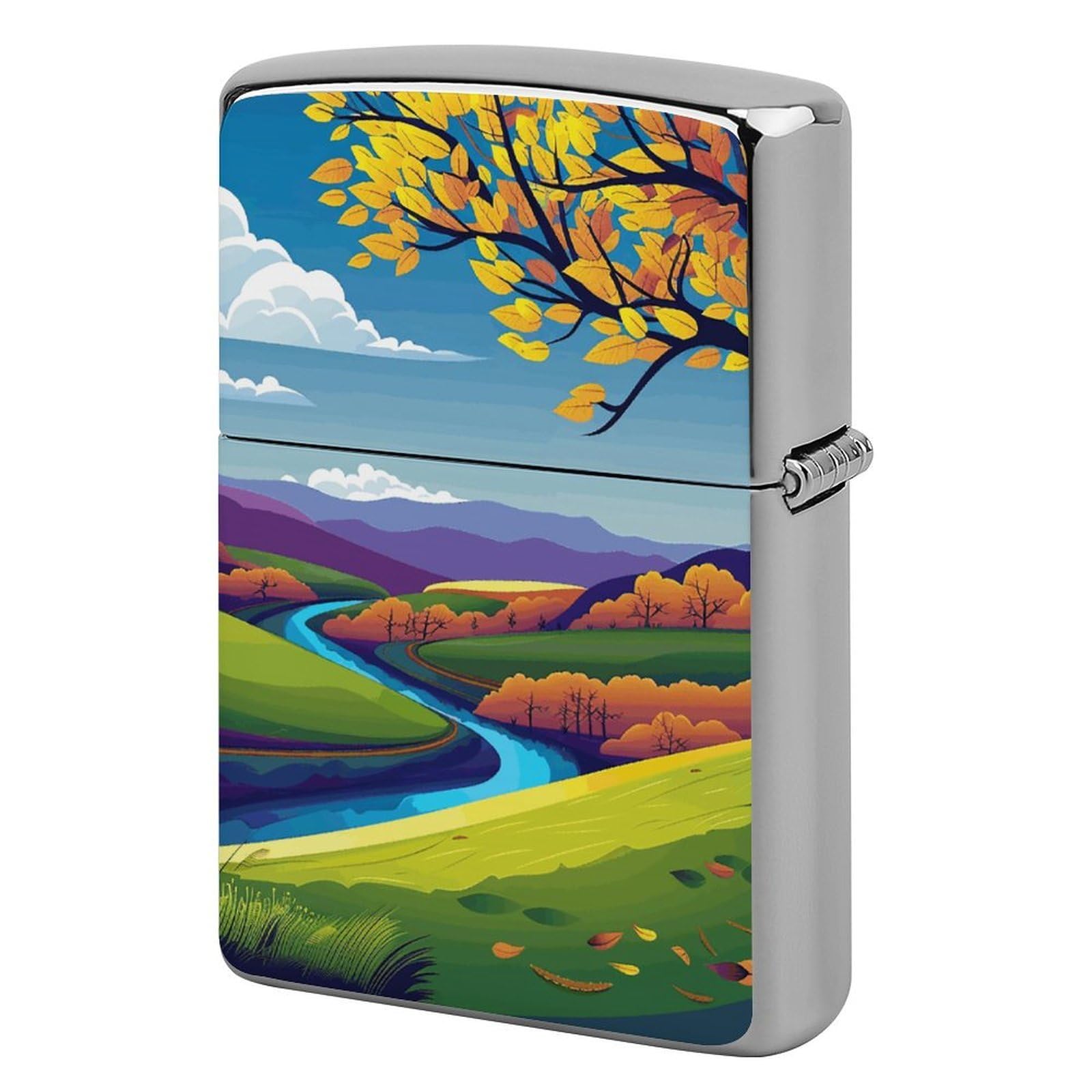 Trees and Mountains Lighter Case Cover Vintage Metal Lighter Sleeve Reusable Lighter Protective Cover Decorative Lighter Holder Birthday Gifts for Men Women