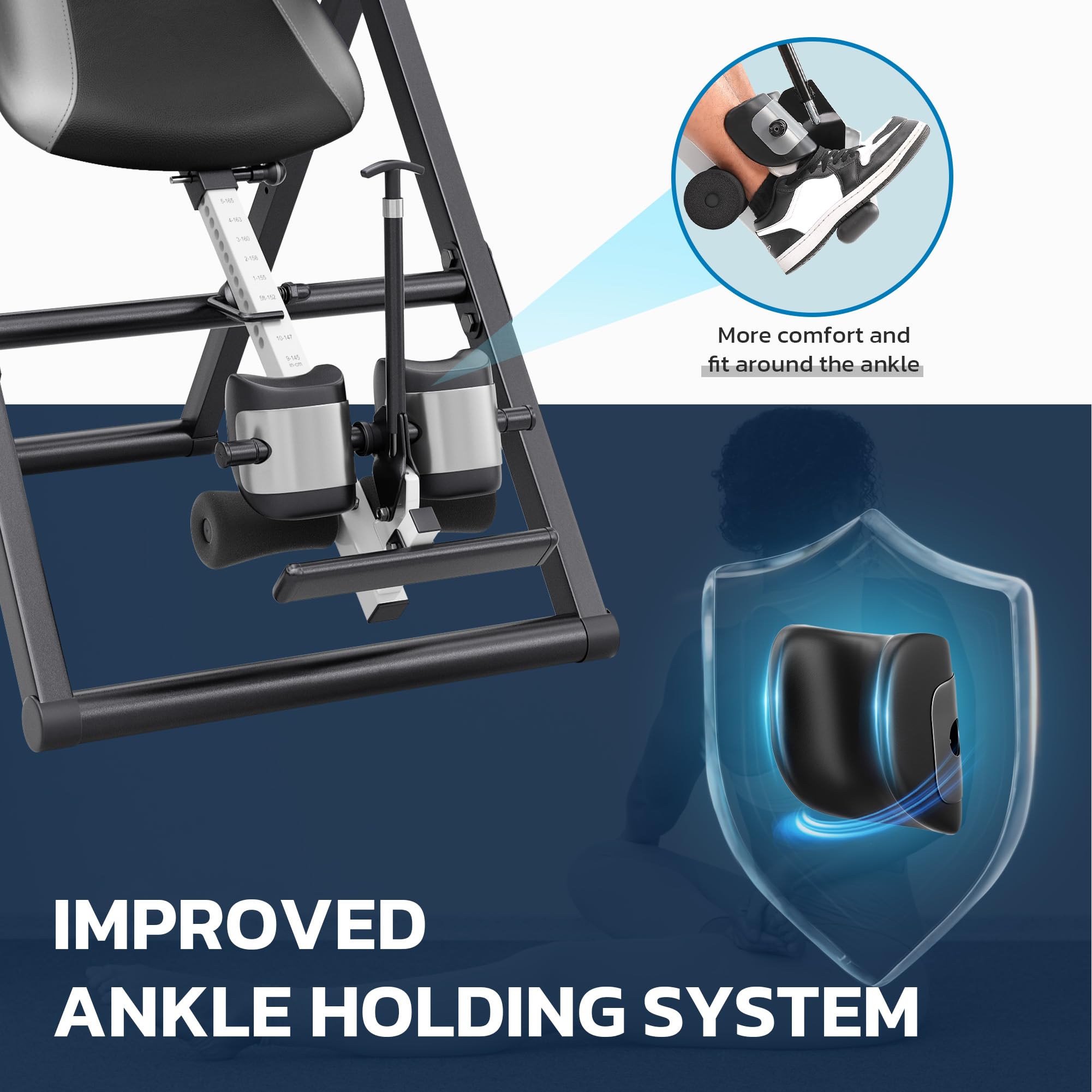 Dripex Table d'inversion Pliable réglable Banc d'inversion Équipement | entraîneur de gravité pour de Gym à Domicile Entraînement Poids de l'utilisateur jusqu'à 136 kg