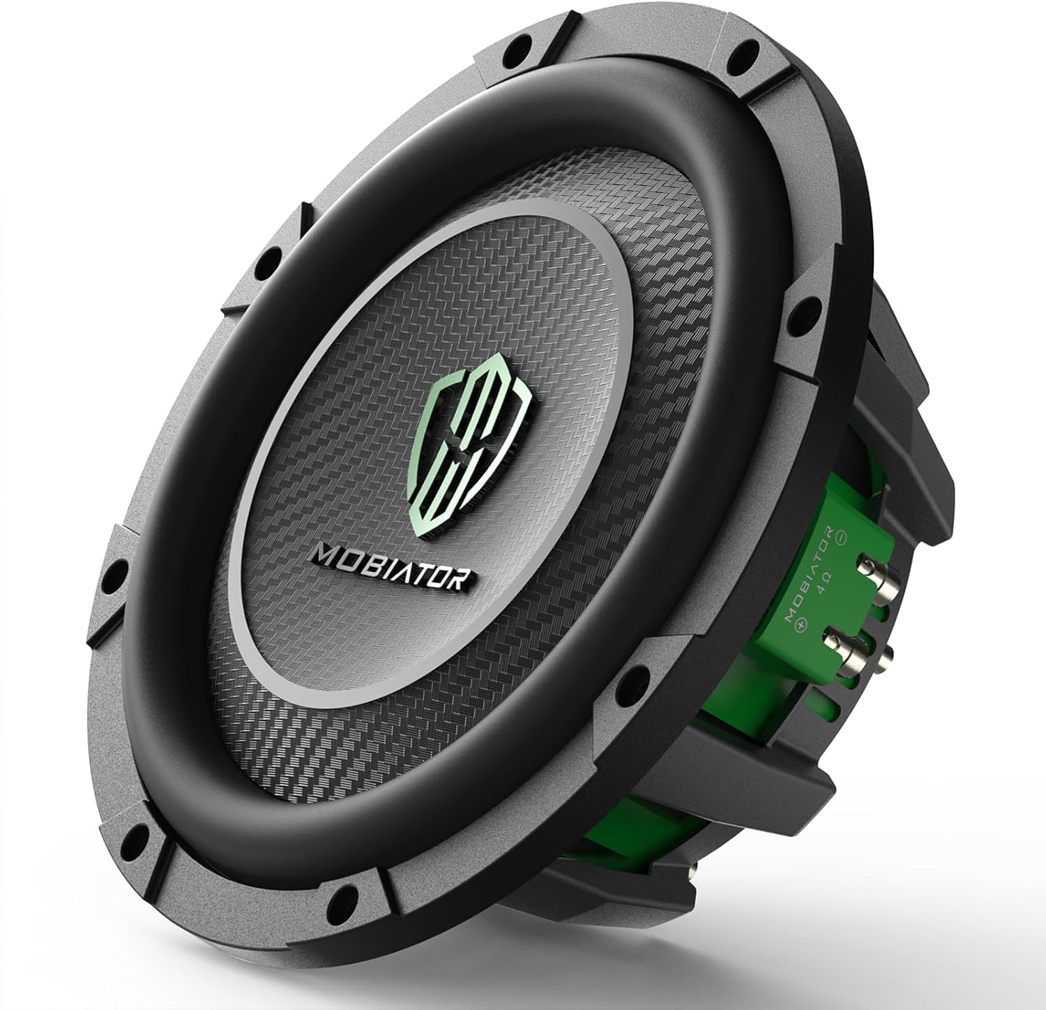 10'' Shallow Mount Car Subwoofer Dual 4 Ohm, 1200W Max 300W RMS High Performance Slim Car Audio Subwoofer, 2.5 Inch High Temperature Voice Coil, FS Lower to 32Hz, Update Version, MB-DS104