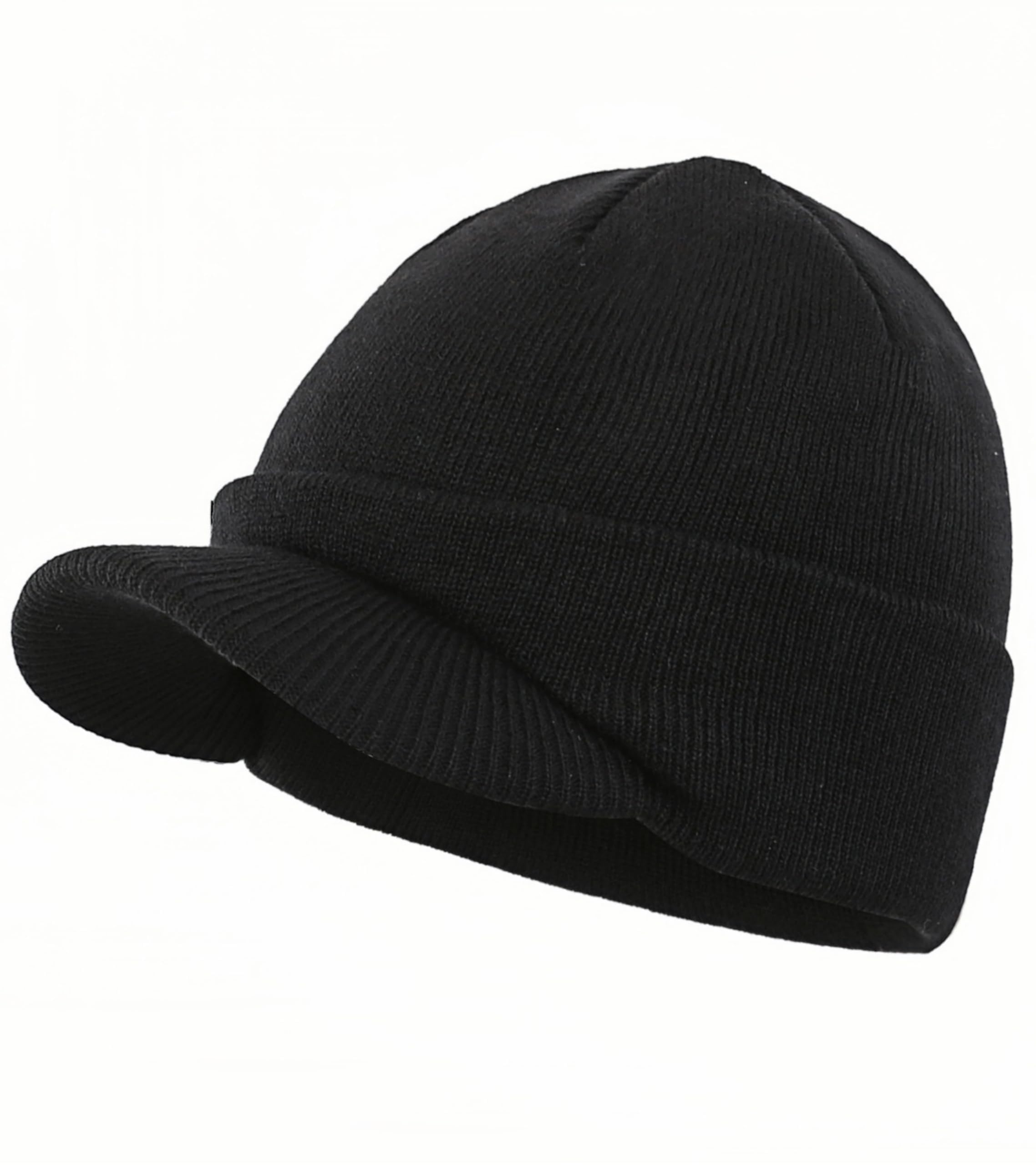 Men's Winter Beanie Hat with Brim Warm Double Knit Cuff Beanie Cap Watch Radar Hat