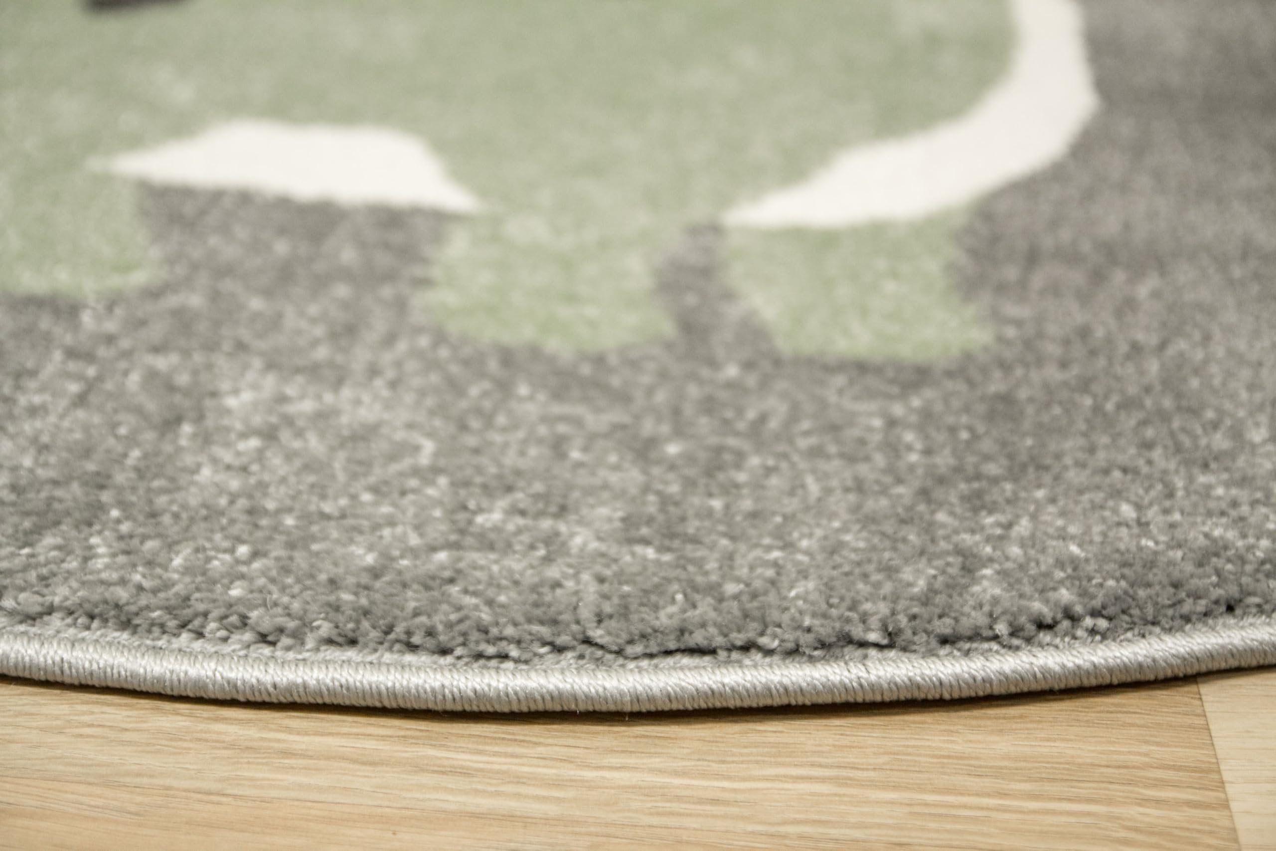 Runder Kinderteppich Lima Dinosaurier Grau, Grün 160 cm, Teppiche für EIN Kinderzimmer mit kurzem Flor, Teppich für einen Jungen, Mädchen, Gemütlich Spielteppich, Dekorativ