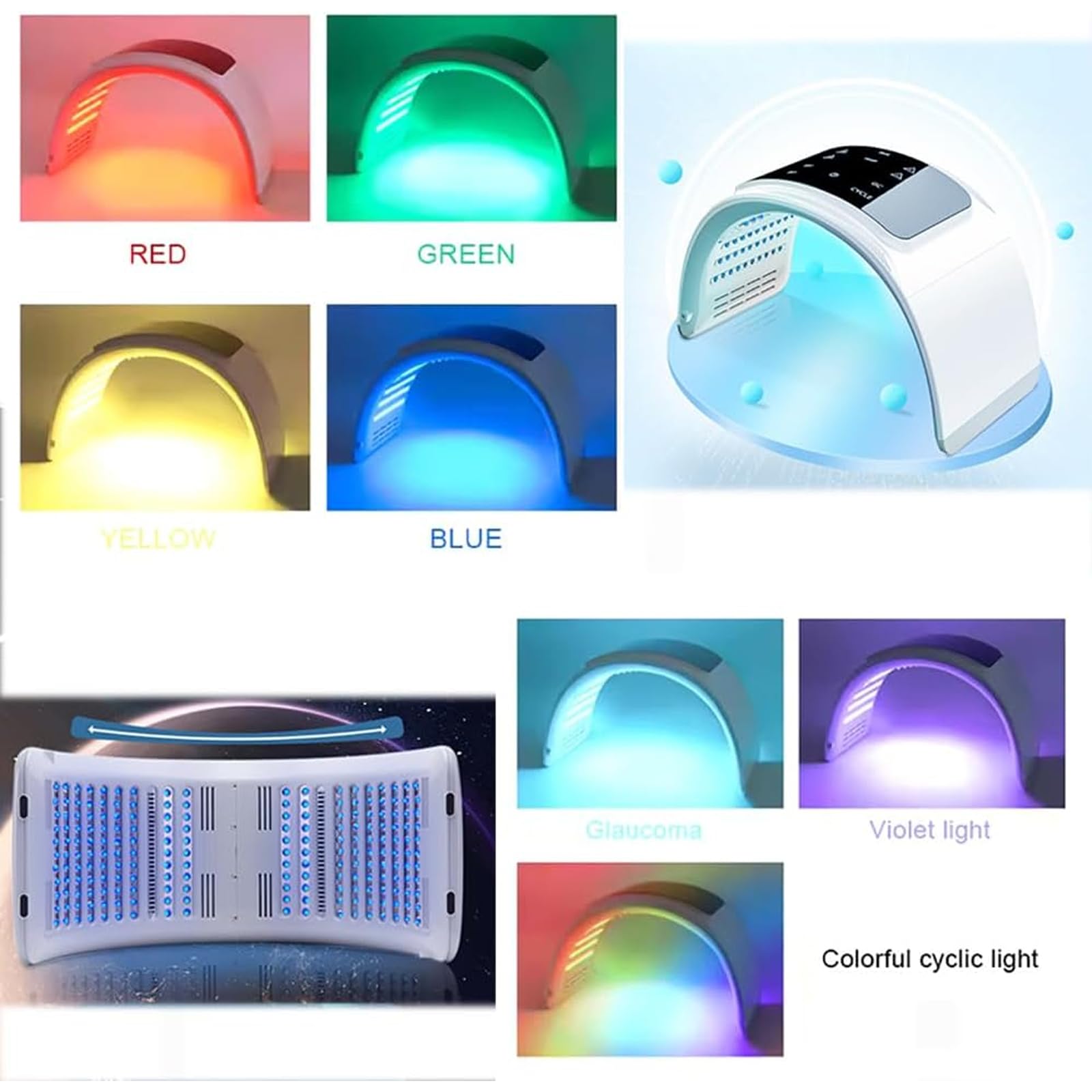 Dispositivo per fototerapia a LED a 7 colori, maschera per fototerapia a luce rossa, dispositivo di bellezza facciale pieghevole, spray idratante profondo, antirughe, ringiovanimento della pelle