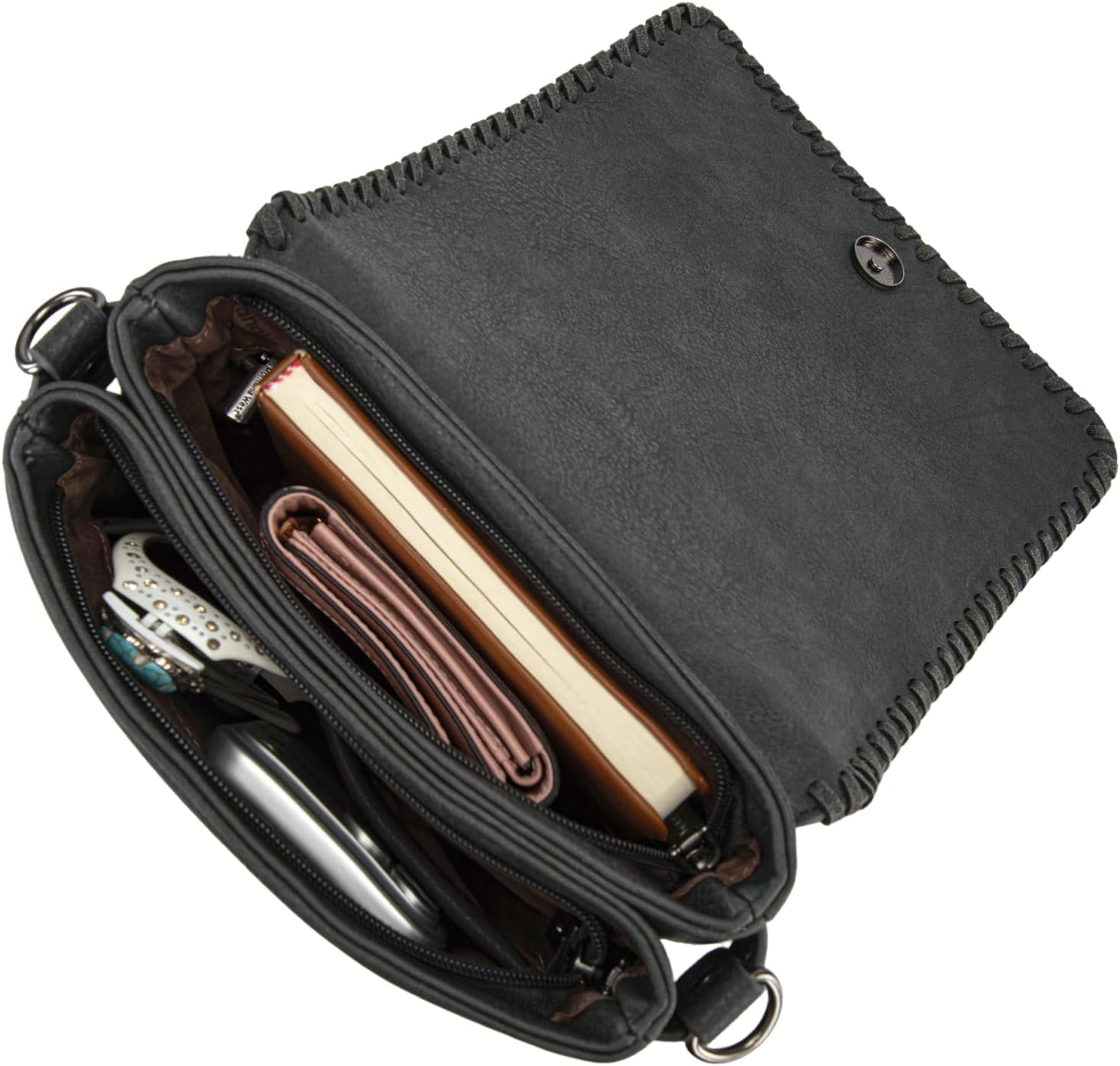 Montana West Crossbody Bags for Women with Dual Compartments Western Cross Body Purse with Leopard Print Guitar Strap