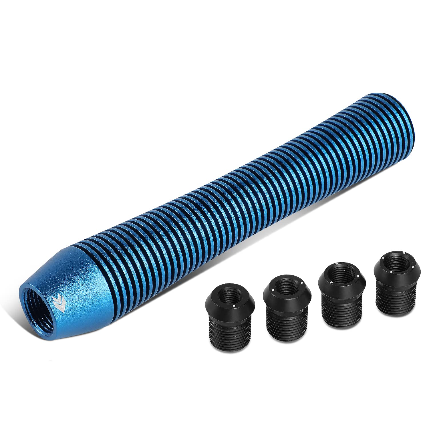 NRG Innovations SK-710BL Universal Aluminum Shift Knob with Thread Adapters, Heatsink Style Long Curvy Cylinder Lever,Blue