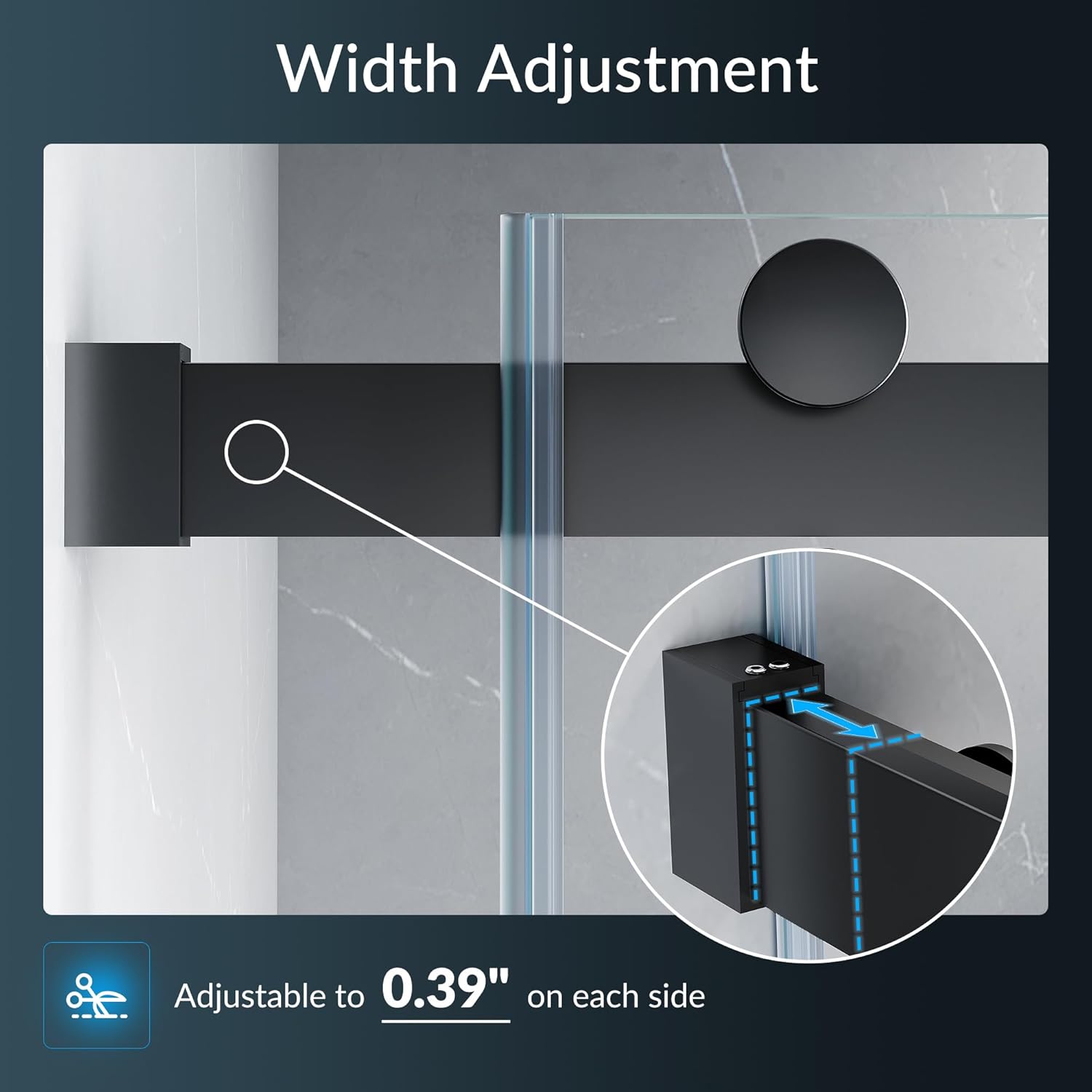 ELEGANT Frameless Sliding Shower Door 60 in. W x 72 in. H, Double Sliding Glass Shower Door with 3/8 in. Clear Glass, Bathroom Shower Enclosure in Black, Shower Doors Glass Sliding 60 Inches