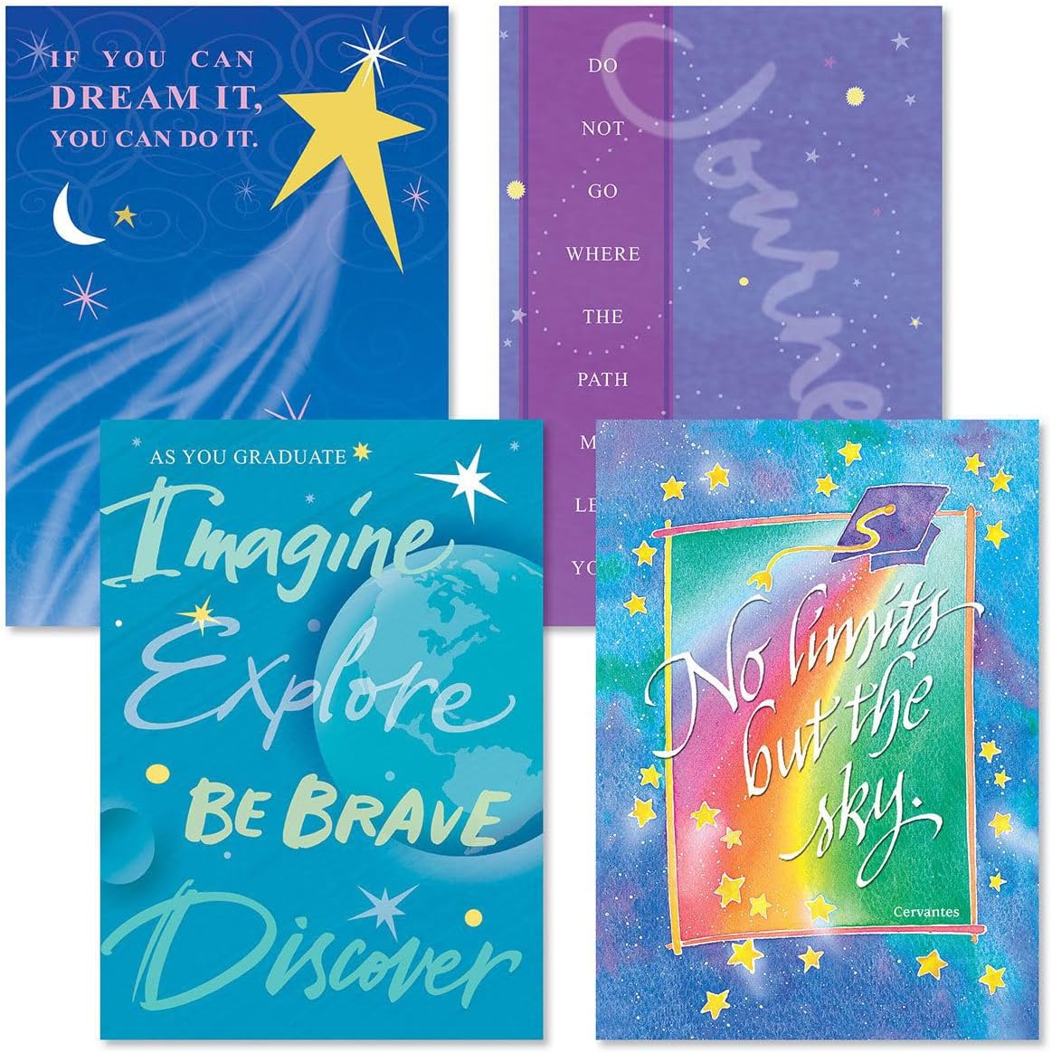Current Inspire Graduation Congratulations Cards - Set of 8 (4 Designs), 5 x 7 Inches, Assorted Congrats Grad Greeting Card Set, High School, College