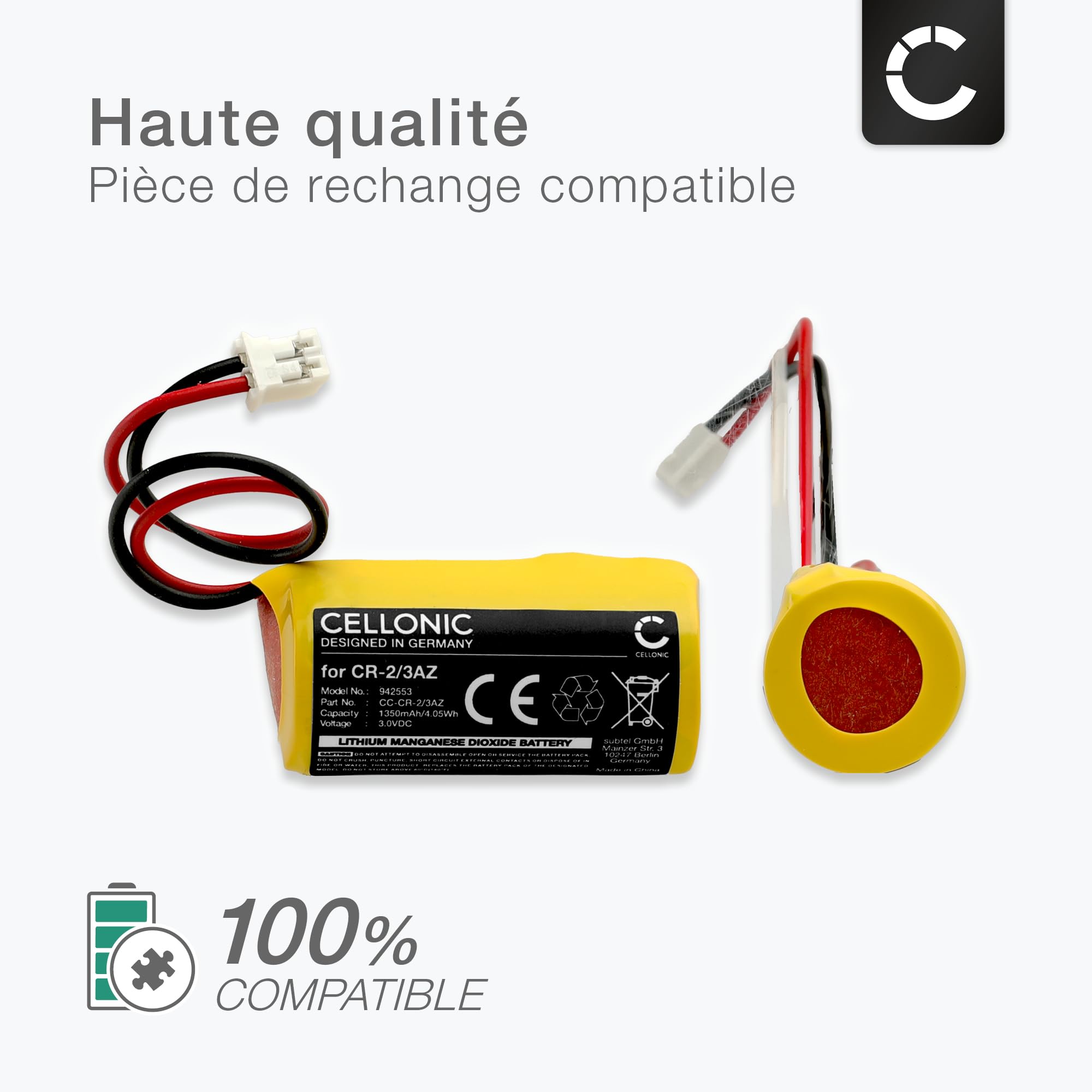 CELLONIC 1x Batterie Compatible avec Verisure Brandvarnare, Sirene | 1x, (1350mAh, 3V, Li-MnO2), Domotique / Smart Home Batterie pour Verisure Camera Detector, Voiceq, Voice, Night Control
