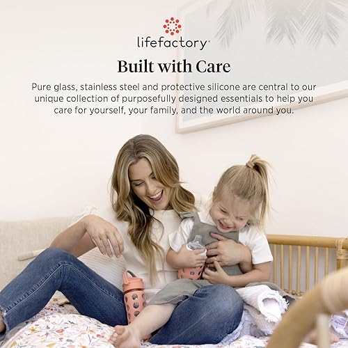 Miniatura 9 de Lifefactory Biberón de vidrio con pezón etapa 1 y funda protectora de silicona banana 4 onzas