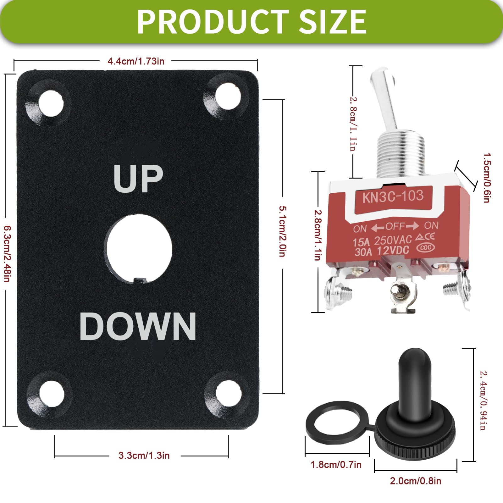 Snapklik.com : HOKAAER Heavy Duty Toggle Switch ON-Off-ON 12V DC 30A 3 ...