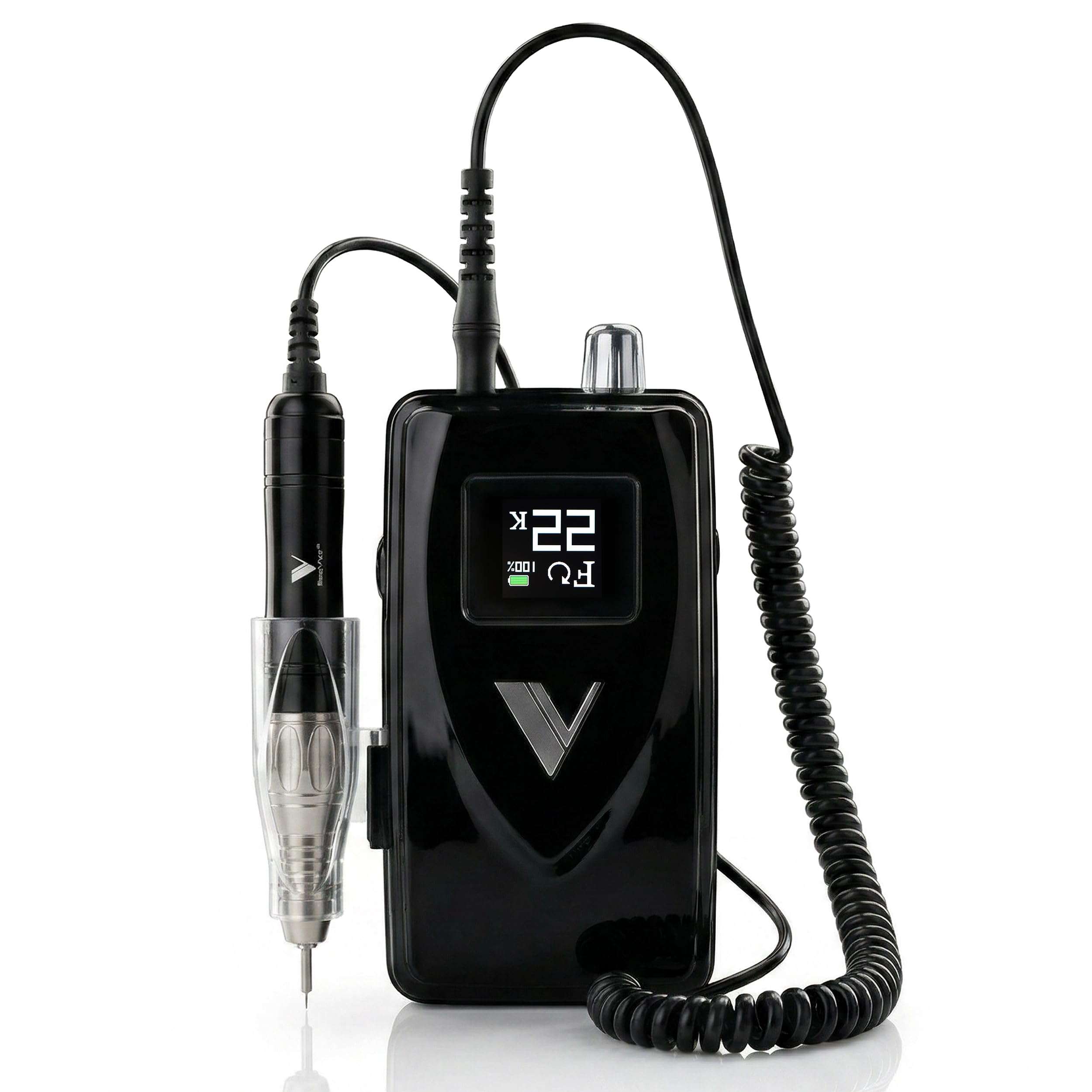 V Beauty Pure VUnit E-File - Trapano elettrico professionale ricaricabile per unghie, 35000 giri/min, motore brushless, durata della batteria 10 ore, trapano per unghie EFile senza fili per uso