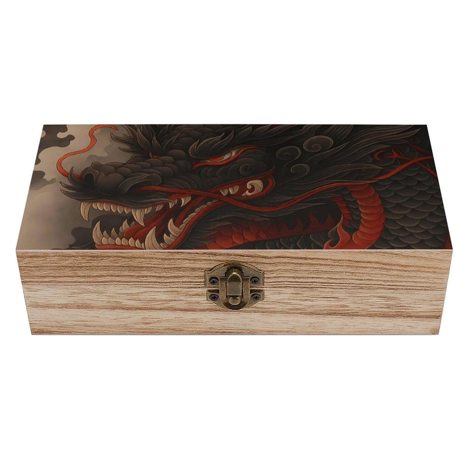 HLBSDM Majestic Black Red Dragon Retro Wooden Storage Box Jewelry Art Gift Boxs Decorative Keepsake Boxes