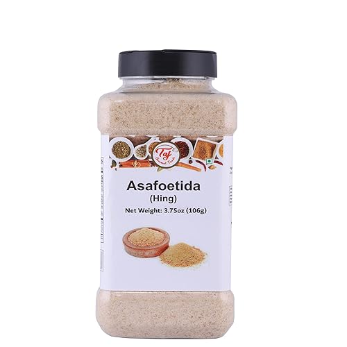 Miniatura 1 de TAJ Hing Asafetida Asafoetida - Sustituto de ajo  Sin OMG sin sal  375 onzas
