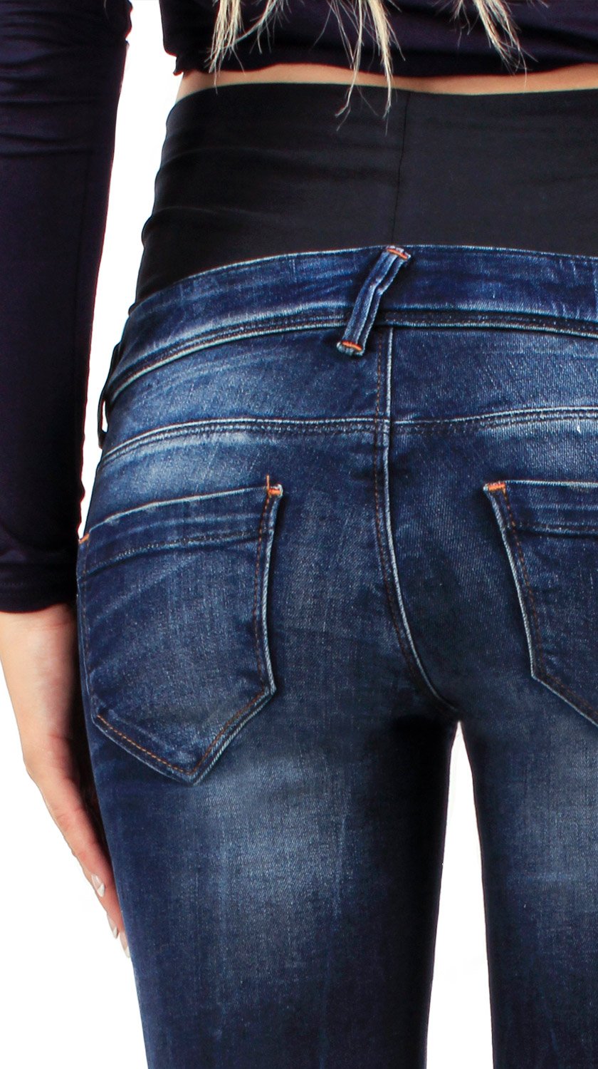 Milano - Jeans Premaman Donna Basic, Super Elasticizzato e Comodo, Pantaloni Skinny, Abbigliamento per Ogni Fase della Gravidanza