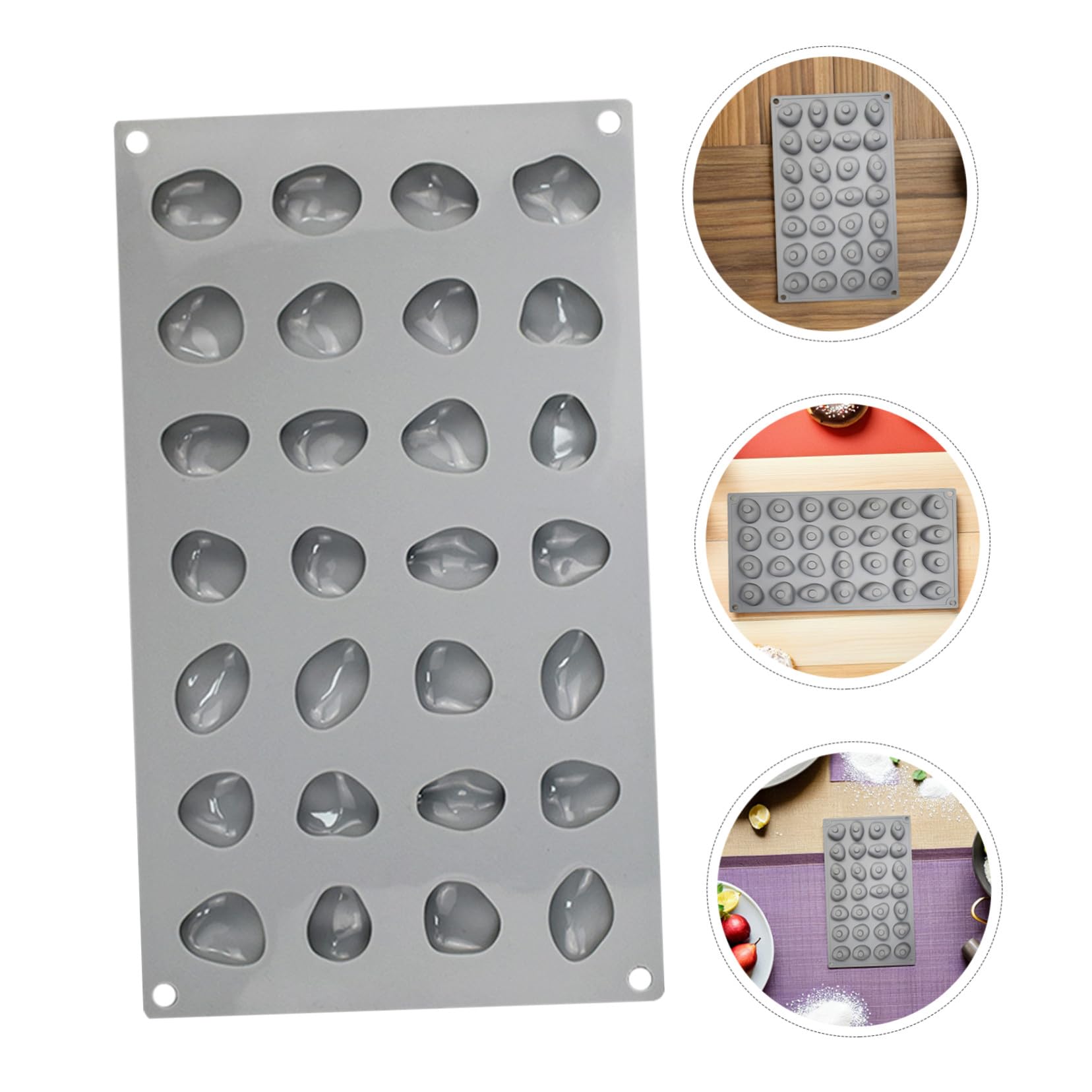 2pezzi Stampo in Silicone per Cioccolatini Forme Ciottolo Antiaderente per Dolci Caramelle Gelatina Cubetti Ghiaccio Leggero Lavastoviglie