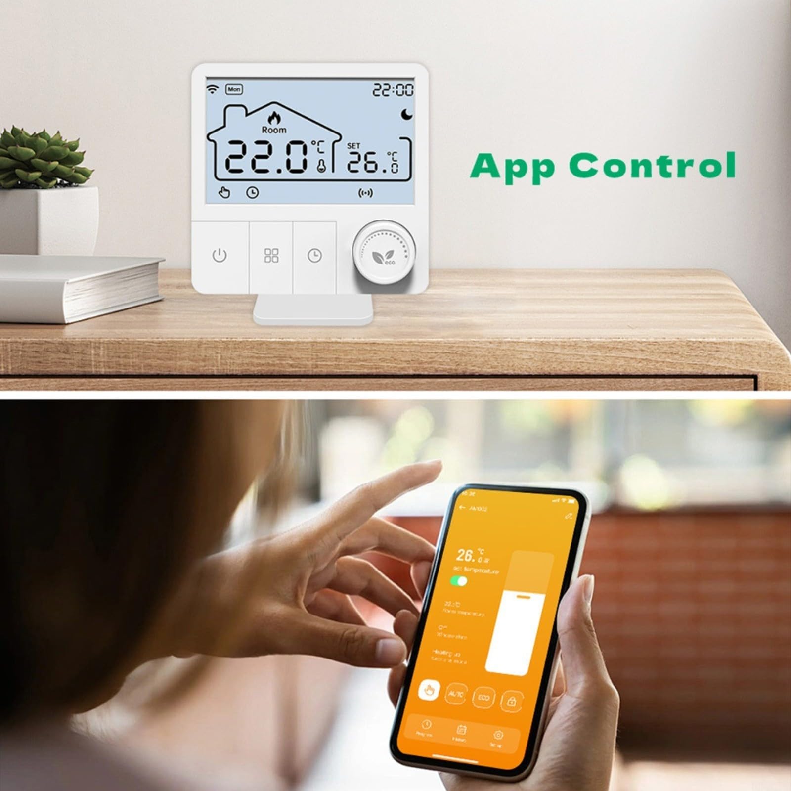 Controlador de temperatura WiFi para caldera colgante de pared, panel de termostato ABS de caldera combinada con aplicación móvil compatible con tuya (modelo regular)