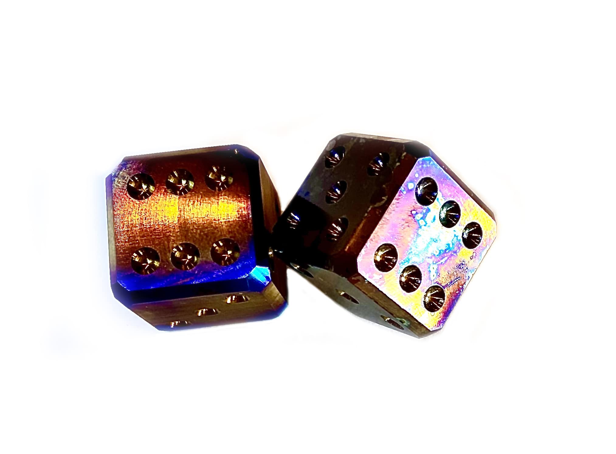 Anodized Titanium Precision CNC Machined Grade II Solid Titanium dice - 6 Sided Casino die Set of 2
