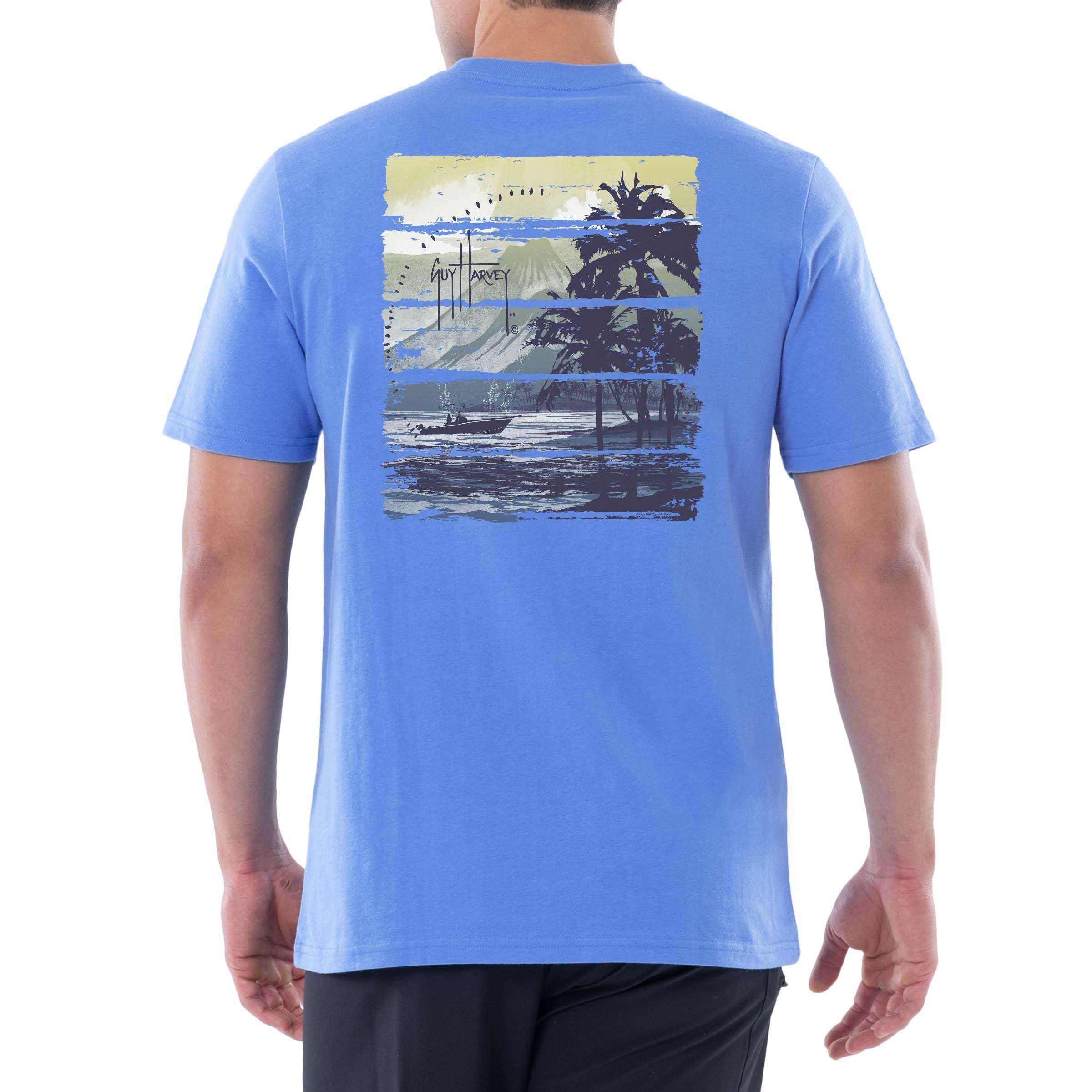 Guy Harvey Camiseta de manga corta con bolsillo para hombre Billfish Collection