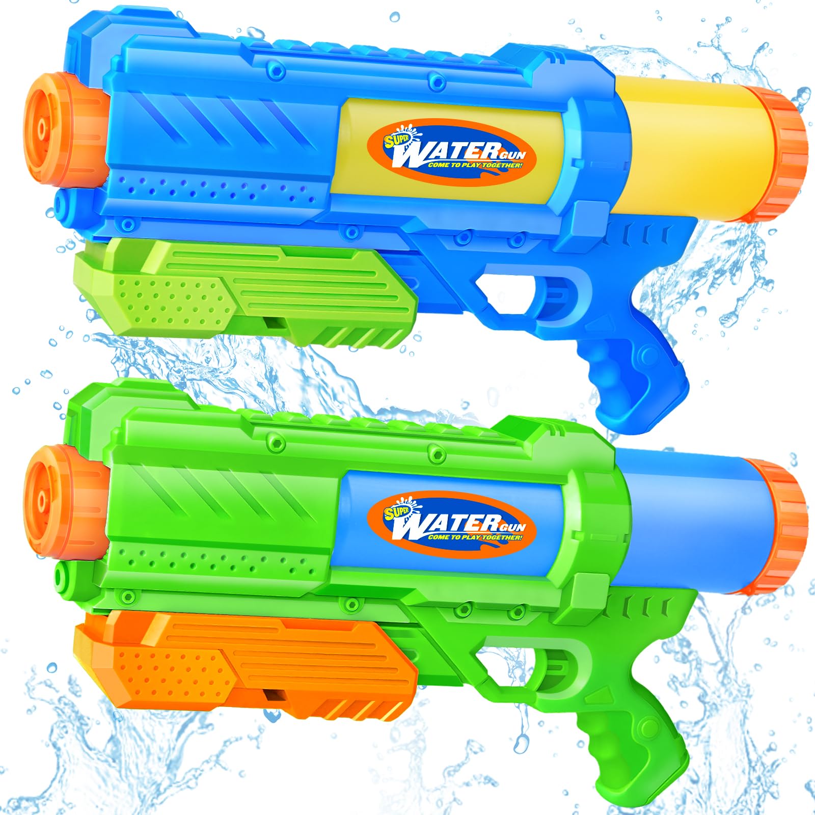 Super Water Gun for Kids Adults: 2 Pack Super Water Gun Soaker 1200cc Squirt Blasters with Impressive Range - Ideal Toys for Boys Girls Summer Outdoor