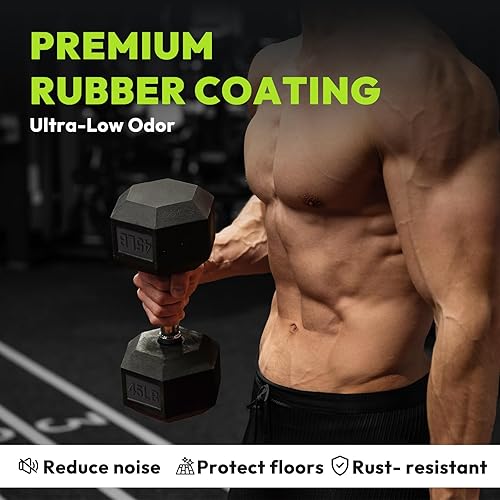 Miniatura 3 de Mancuerna hexagonal con revestimiento de goma para entrenamiento de fuerza, peso de mano para entrenamiento y ejercicio