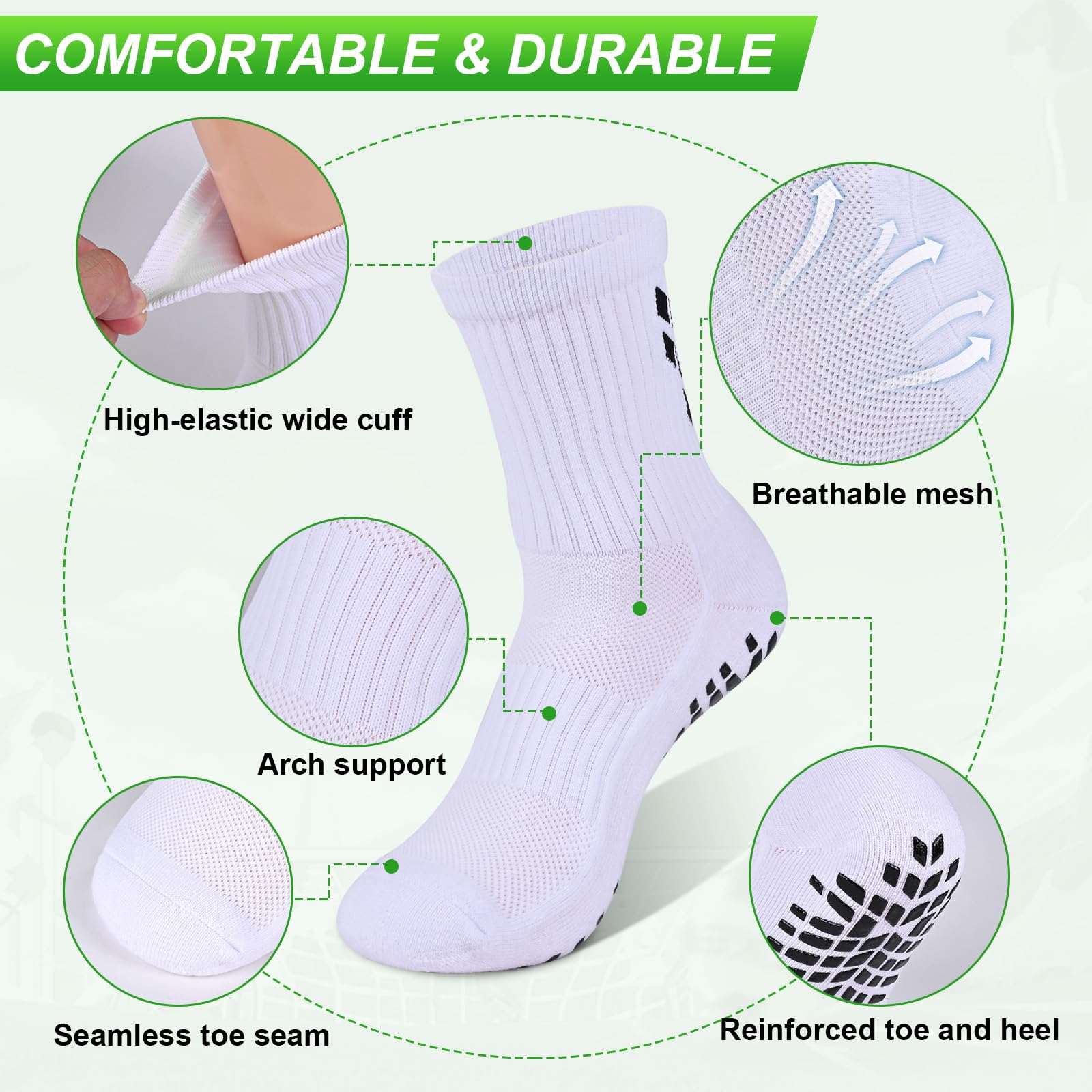 4-pares Calcetines deportivos antideslizantes fútbol hombre mujer, acolchados, transpirables, Calcetines antideslizantes Yoga