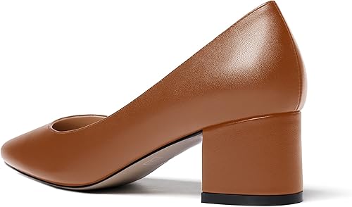 Vista 4 de WAYDERNS Zapatos de tacón bajo grueso con punta redonda mate para mujer, 2 pulgadas