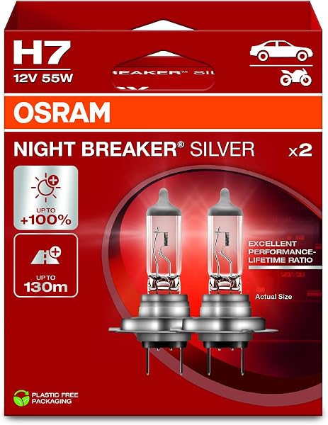 OSRAM NIGHT BREAKERĀ® SILVER, H7, halogen headlight lamps, Hanging folding box (2 lamps) - 2