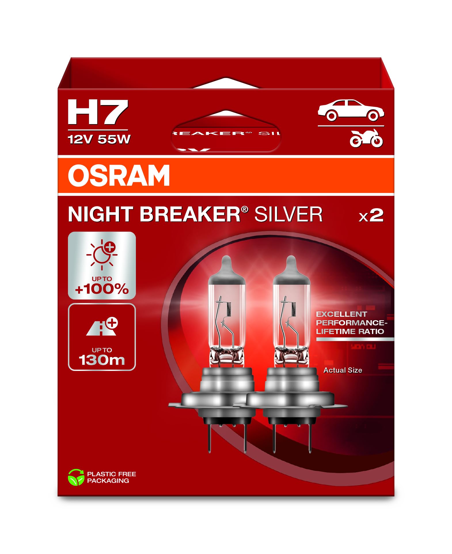 OSRAM NIGHT BREAKER® SILVER, H7, halogen headlight lamps, Hanging folding box (2 lamps) — view 2