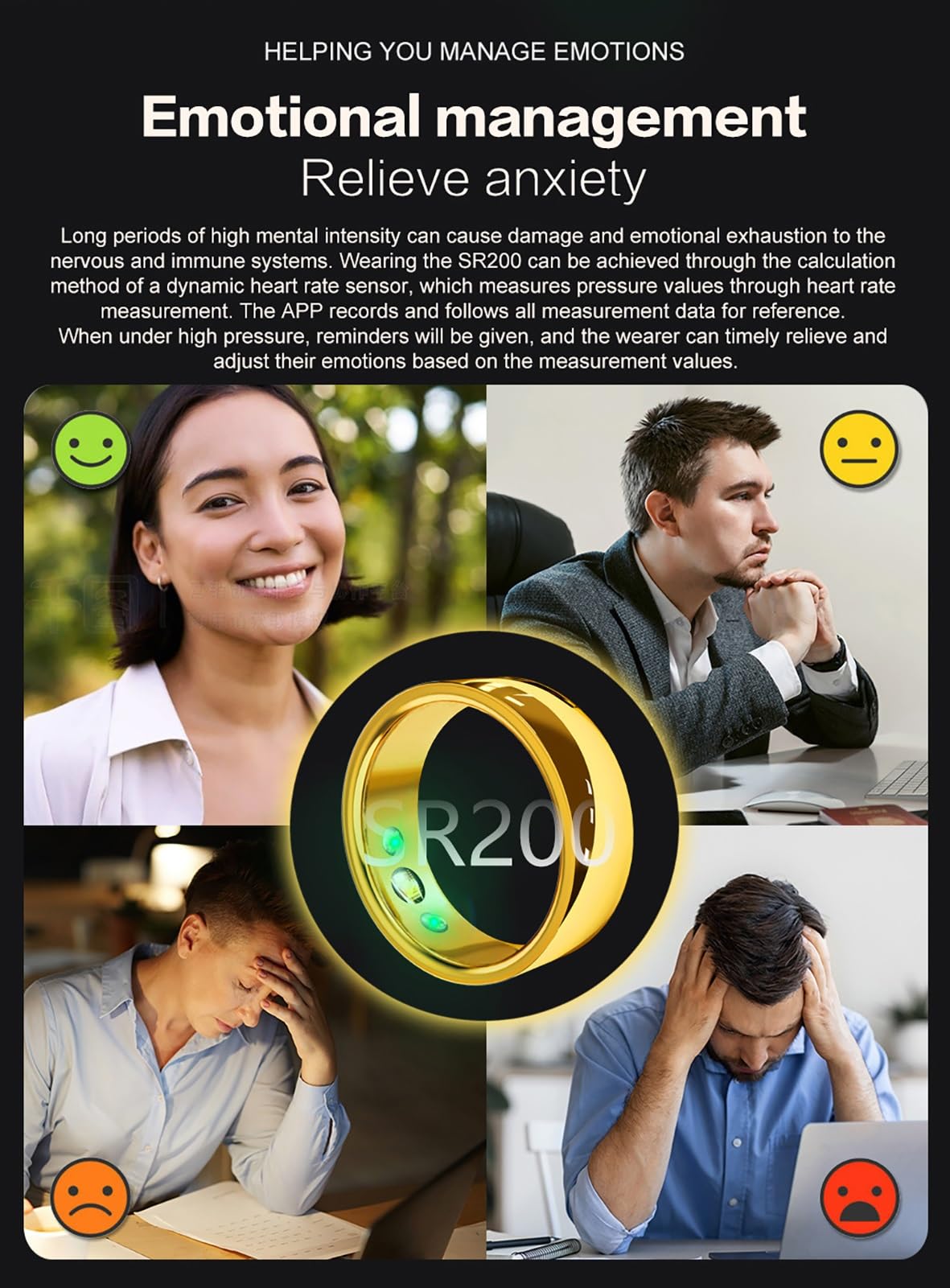 Smart Ring Monitor Aktywności I Snu/stresu/pulsu Dla Kobiet I Mężczyzn Monitor Fitnessu Kompatybilny Z Androidem I Ios(Silver,19#)