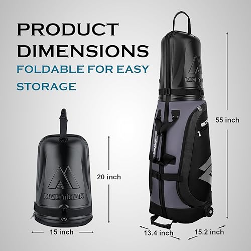 Miniatura 2 de Bolsas de viaje de golf para aerolíneas con ruedas y carcasa rígida ABS, protege tus clubes, tela Oxford 1680D impermeable y ruedas de tanque de