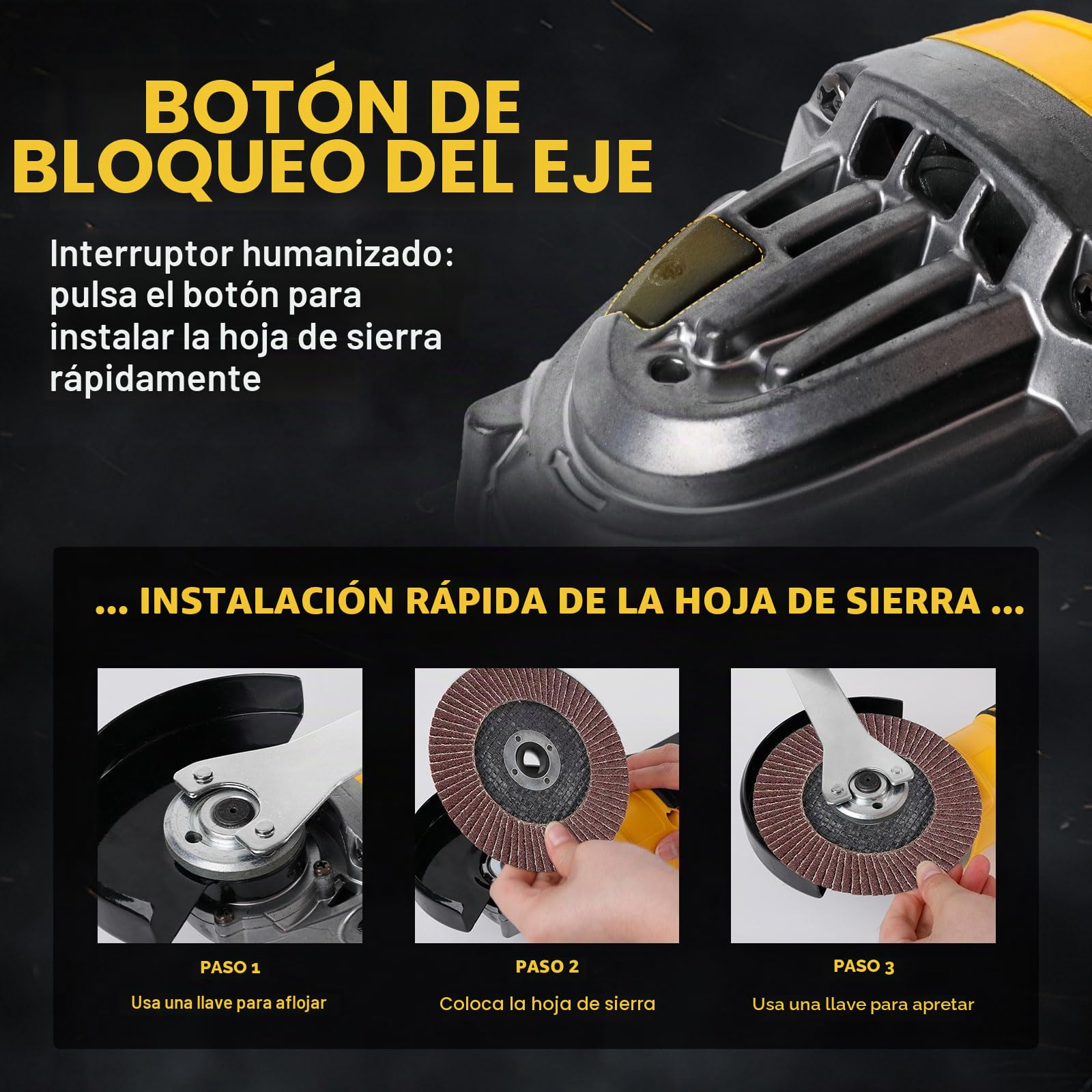 Amoladora angular inalámbrica para Dewalt, 125 mm, 10.000 rpm, herramienta de separación, amoladora eléctrica, motor sin escobillas con 6 discos de corte para cortar madera, plástico, metal pulido