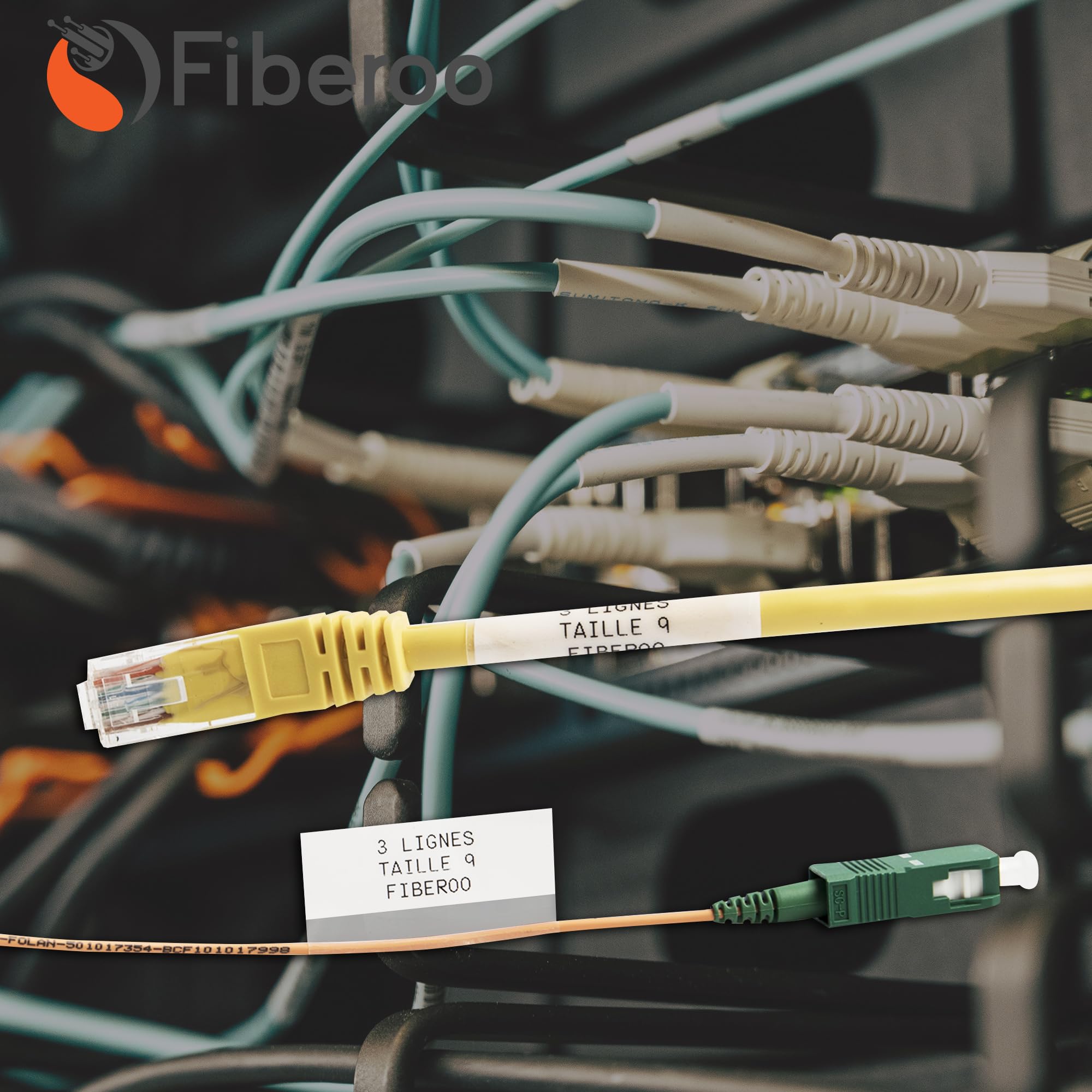 Recambio compatible M21-1500-427 para BMP21 PLUS & BMP21 LAB no apto para M210 & M211 Cinta adhesiva vinilo imprimible escritura negra sobre blanco fibra óptica, cables de red: lote de 3
