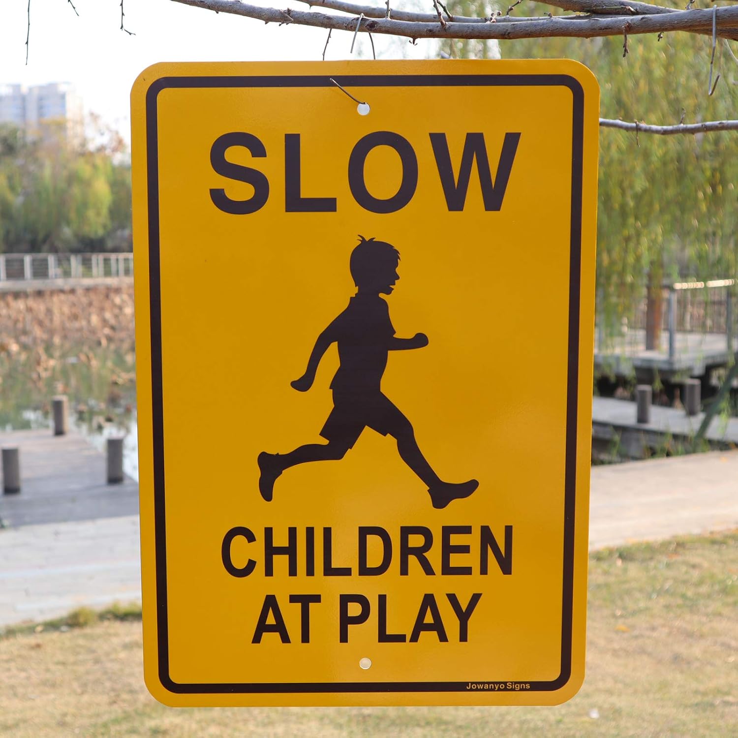 Slow Down Children at Play Sign,17 x 12 inches,Reflective Aluminum(4 Pack)