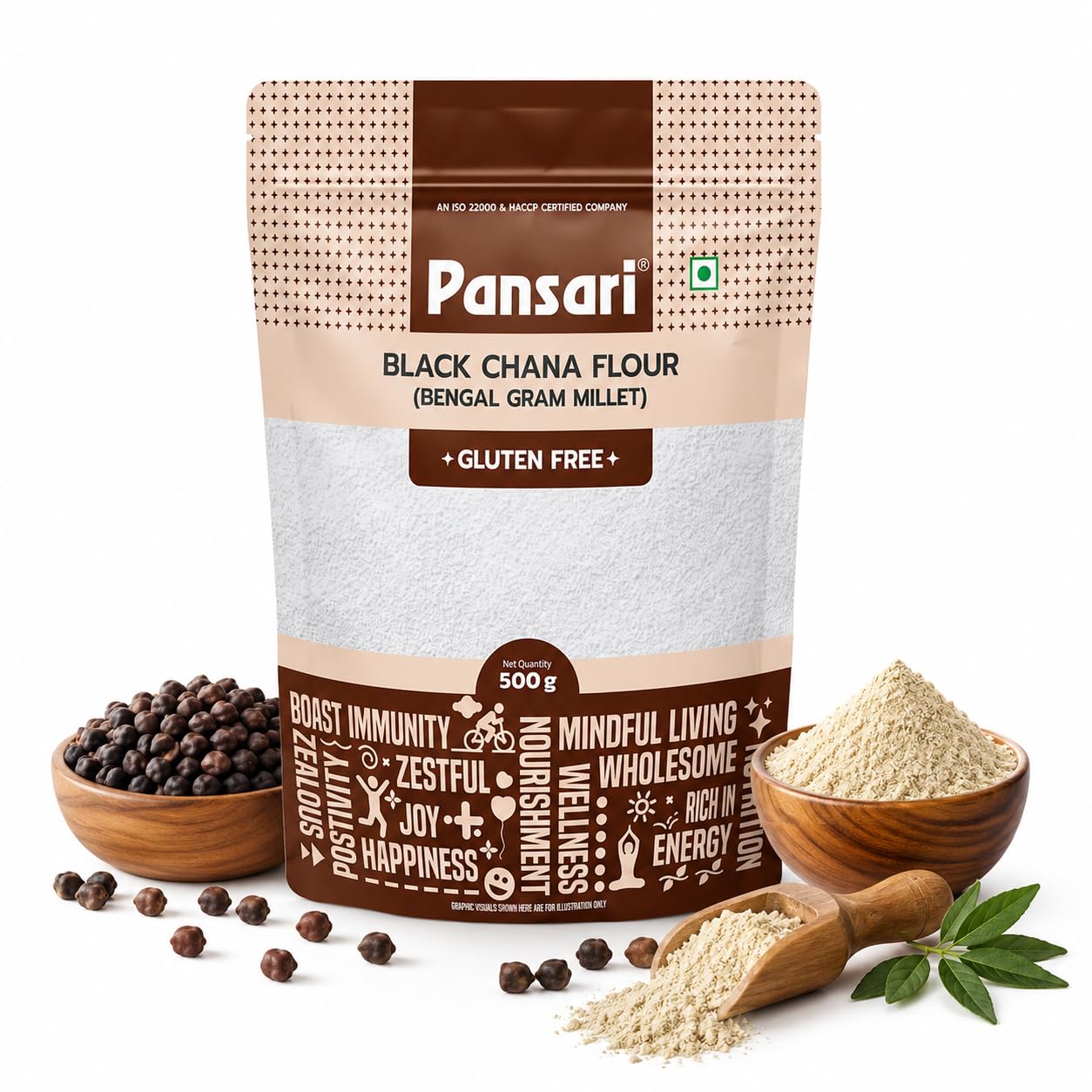 Pansari Black Chana Flour/Bengal Gram Millet with low Sodium|High Protein & Fiber| Cholestrol & Glutton Free -500 Gm-image-46