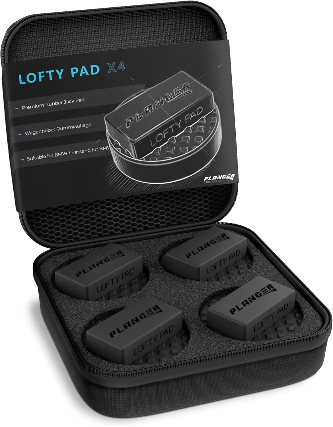 PLANGER® Wagenheber Gummiauflage BMW - 4X Lofty PAD (für BMW, Mini & Opel) 10 Jahre Garantie - Bruchsicher 3t