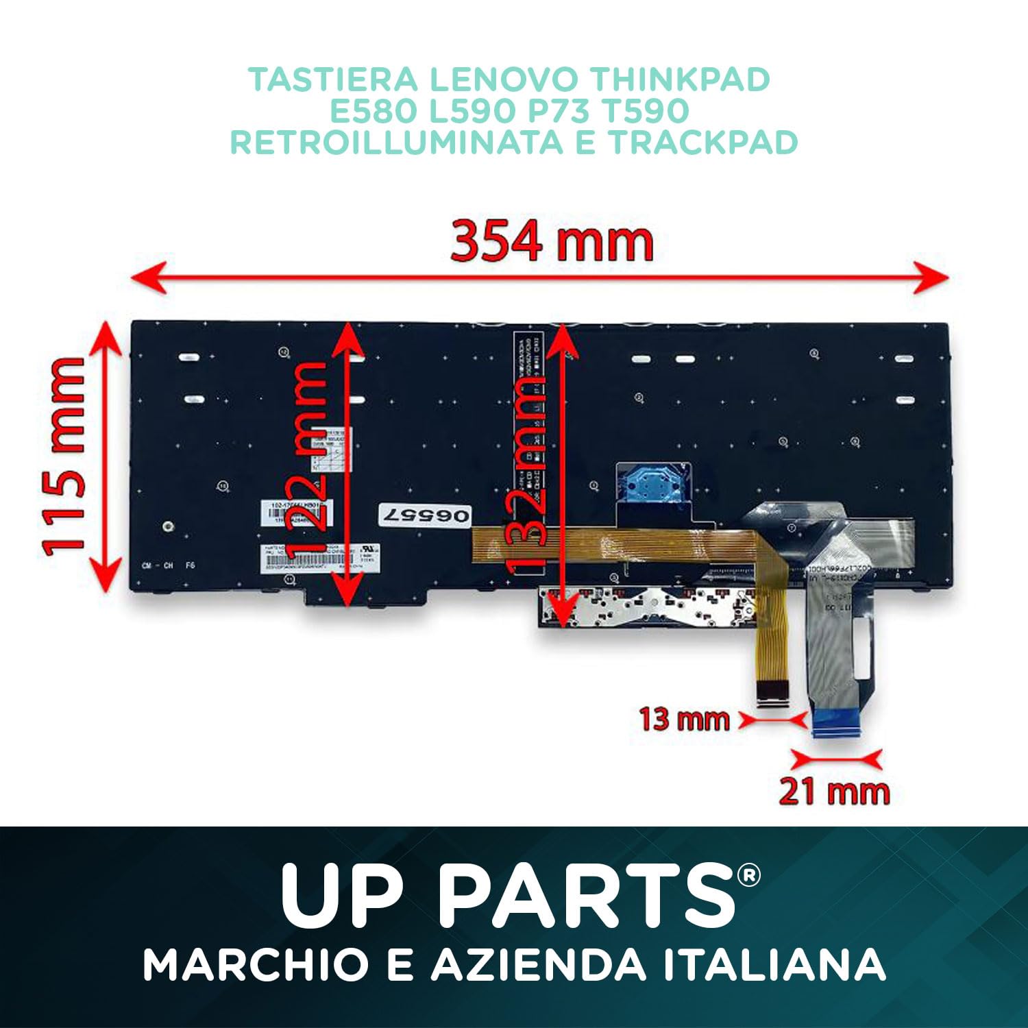 Azienda Italiana Tastiera Italiana Compatibile con Lenovo per Notebook ThinkPad E580 L590 P73 T590 01YP777