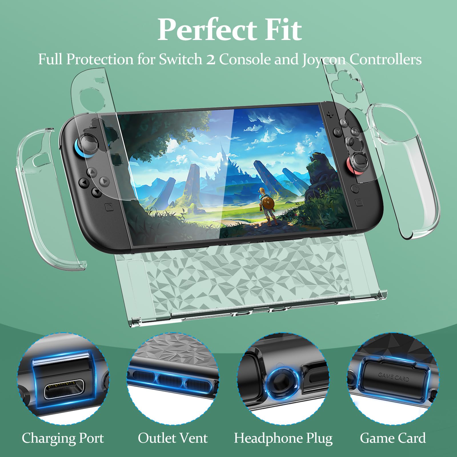 HEYSTOP Switch 2 Kits de Accesorios para Nintendo Switch 2,Funda para Nintendo Switch 2 Paquete Accesorios con Protector Pantalla Switch 2,Carcasa Switch 2,Case JoyCon,Cargador JoyCon,Funda Switch 2