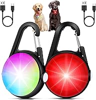 DAAMENT 2 Pack Rechargeable Dog Collar Lights - 4 Modes Super Bright 80LM LED Clip-On for Night Walks, Running, Hiking, IP67 Waterproof (Black)