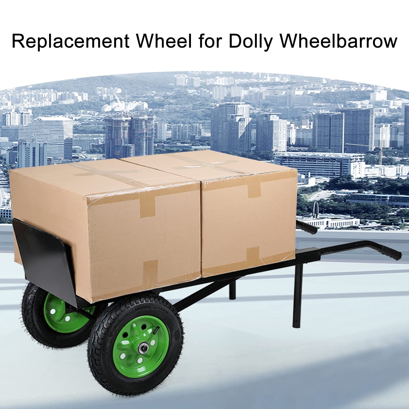 LIGUOYI 2er Set Gummiräder 3.00-8 Ø35 cm Luftreifen Rollen Schubkarren Reifen Ersatz 500Kg Gesamtkapazität 2 cm Schaftloch Industrierollen - Grün Hub Mit Kugellager - Plattformwagen Rad