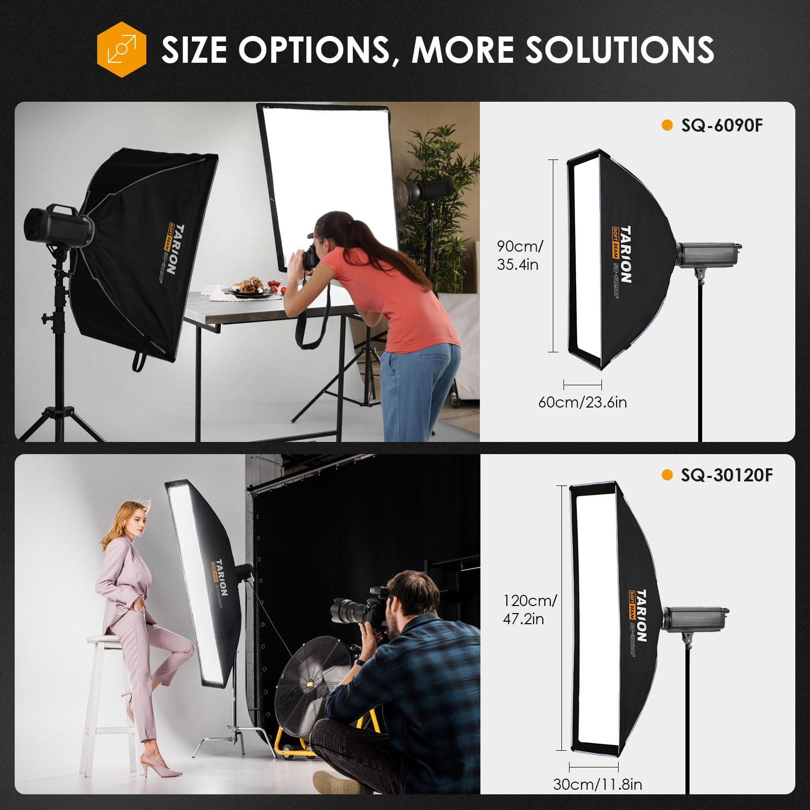 TARION Boîte à lumière avec Monture Bowens - 60x90cm / 24x36in boîte rectangulaire à Montage Rapide pour éclairage vidéo Photo Studio SQ-6090F SOFTBEAM