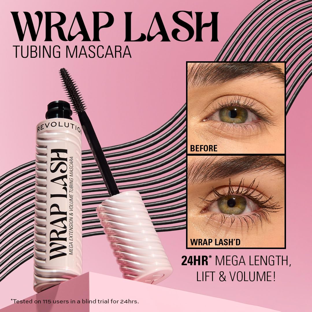 Revolution Beauty London, Wrap Lash Tubing Mascara, Smudge-Proof & Water-Resistant for Length & Volume, Vegan & Cruelty-Free, Black, 0.28 fl oz - Image 4