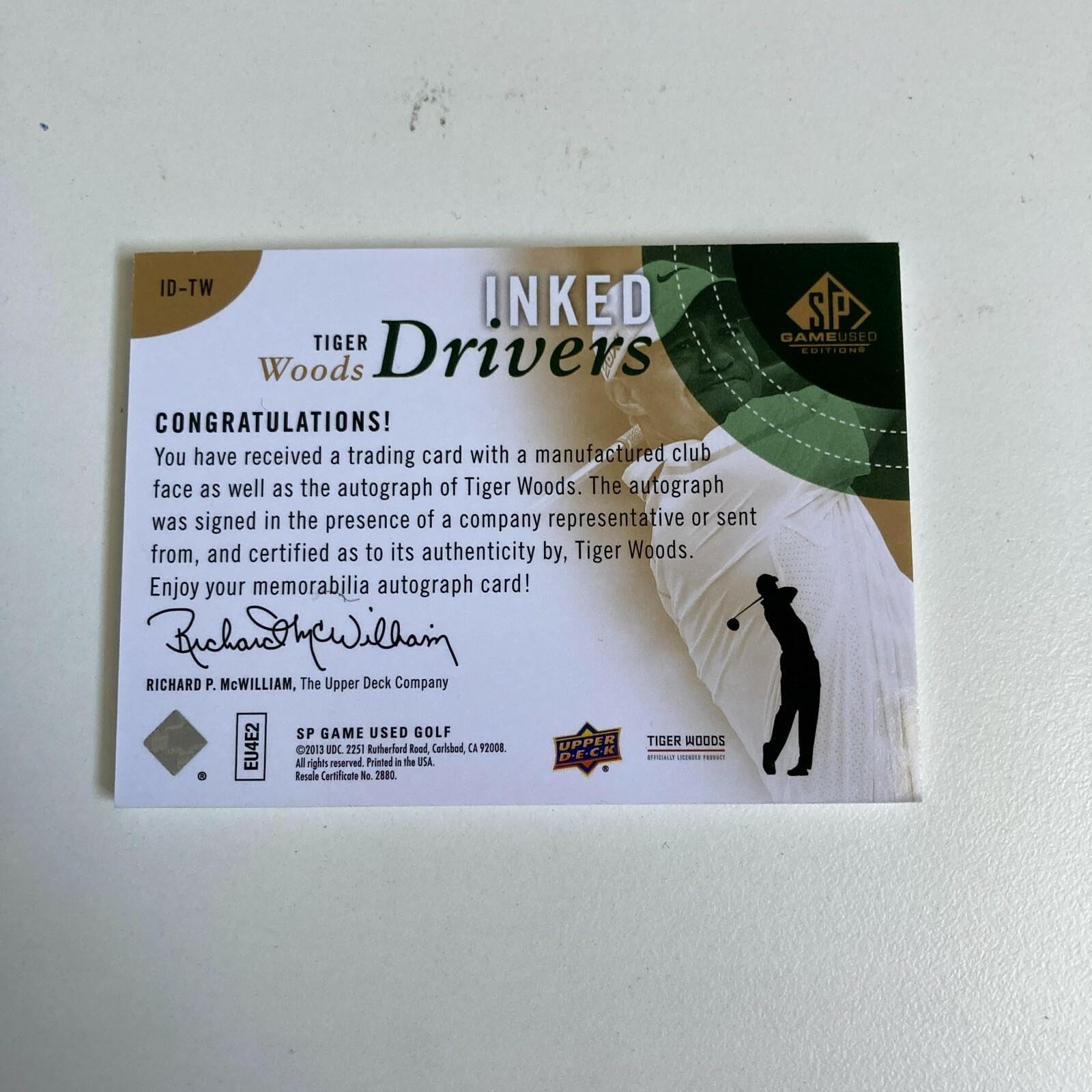 Amazon.com: 2013 Upper Deck SP Inked Drivers Tiger Woods