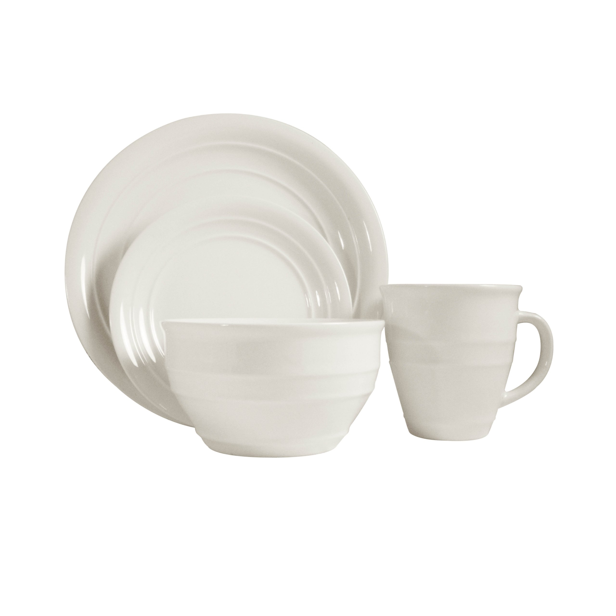 Premier Housewares Natural Ribbed Stoneware Dinner Set, 16 Pieces