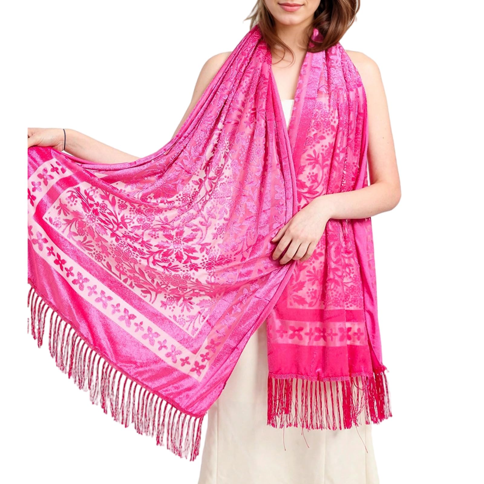 Luxurious Velvets Shawl For Women Evening Dress Shoulder Wrap Multifunctional Long Fringed Scarf With Embroidery Luxury Velvet Scarf