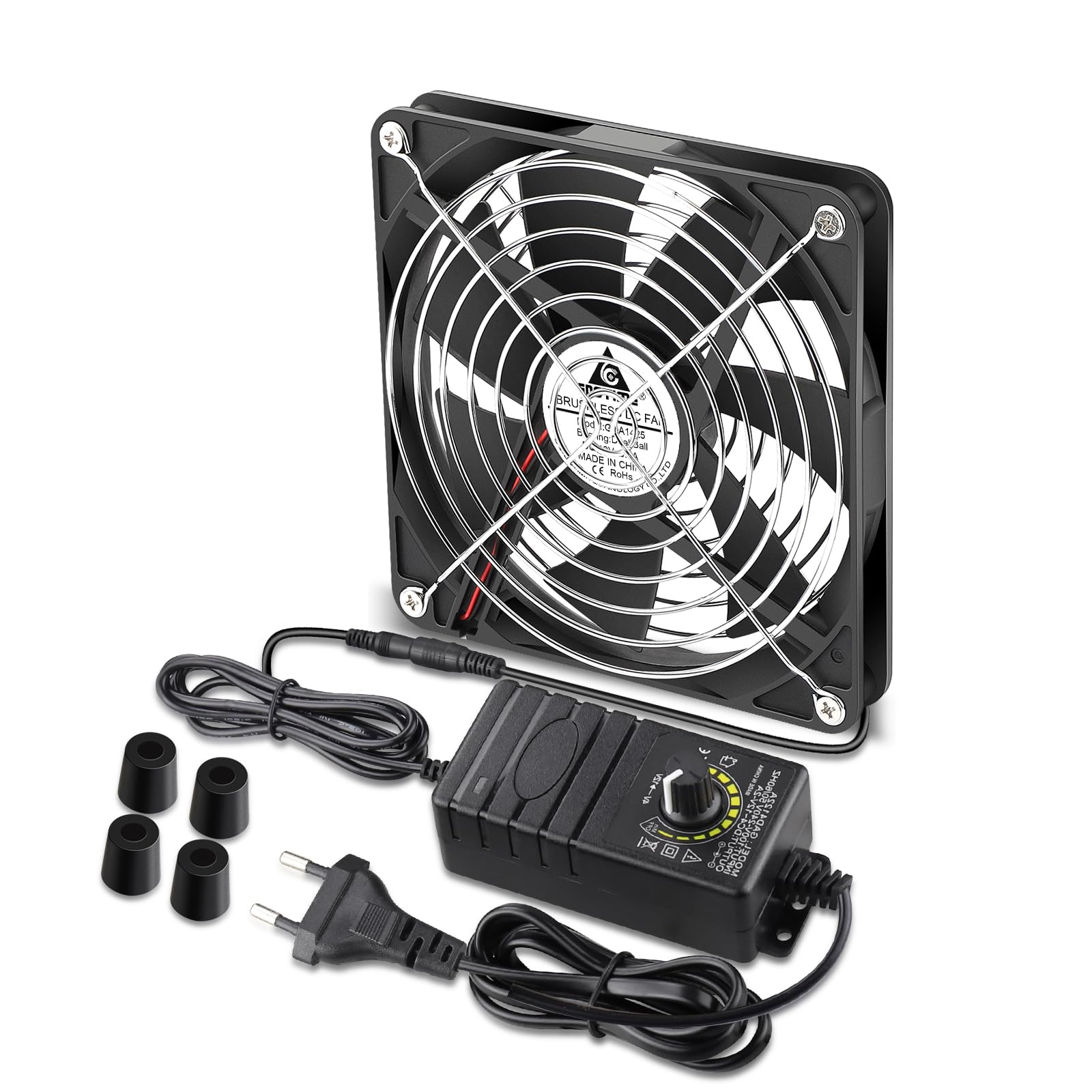 GDSTIME Lüfter, 140 mm, 220 V, PC, Lüfter, 140 x 25, Kugellager, verstellbar | Lüfter 220 V 140 mm Lüfter PC 140 x 140 x 25 Fan 230 V mit Geschwindigkeitsregler verstellbar für Router Möbel TV-Box