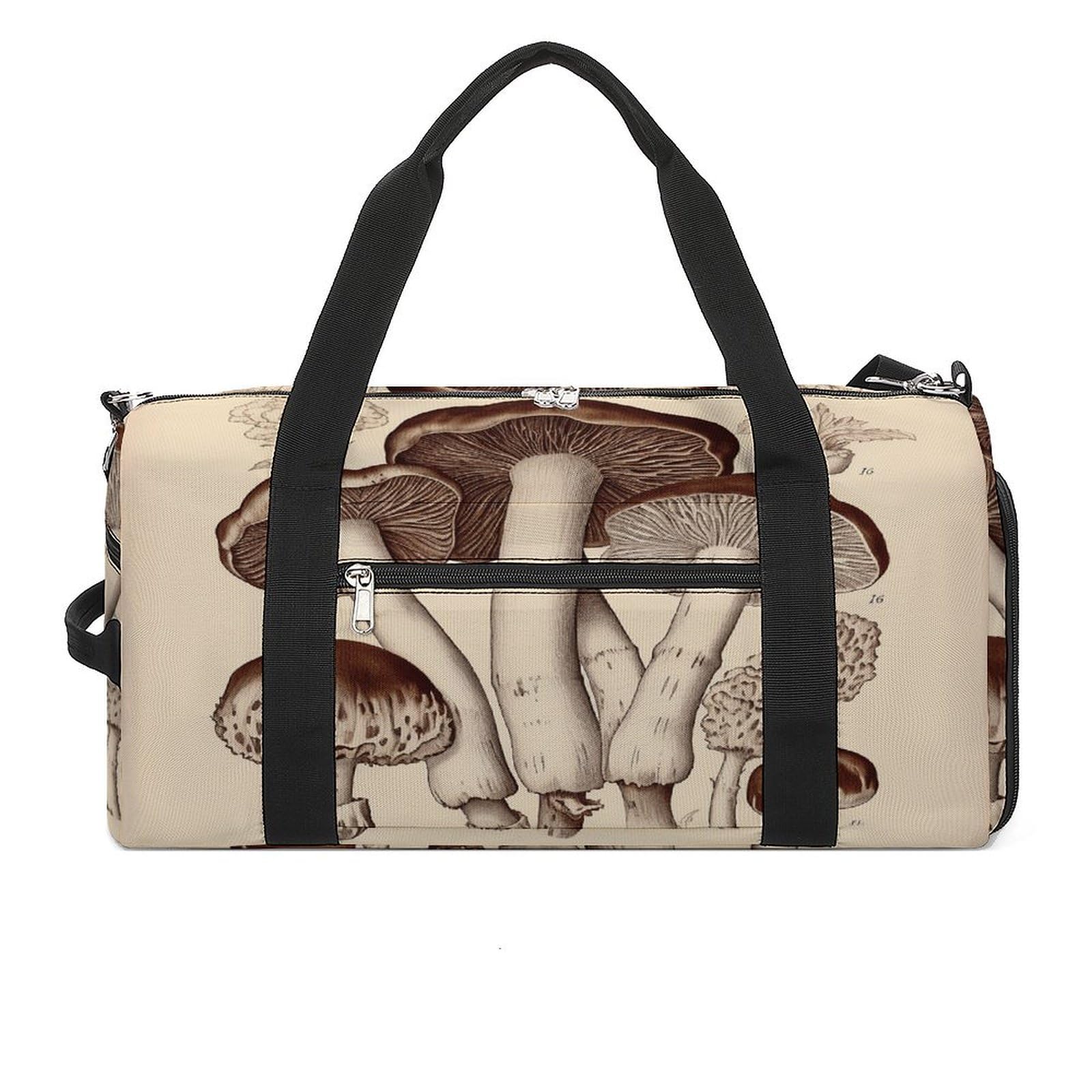 Turnbeutel für Damen und Herren, Vintage-Pilz-Zeichnung2, wiederverwendbar, Turnbeutel mit Schuhfach, Stil, Einheitsgröße, modern, Stil:, Einheitsgröße, Modern