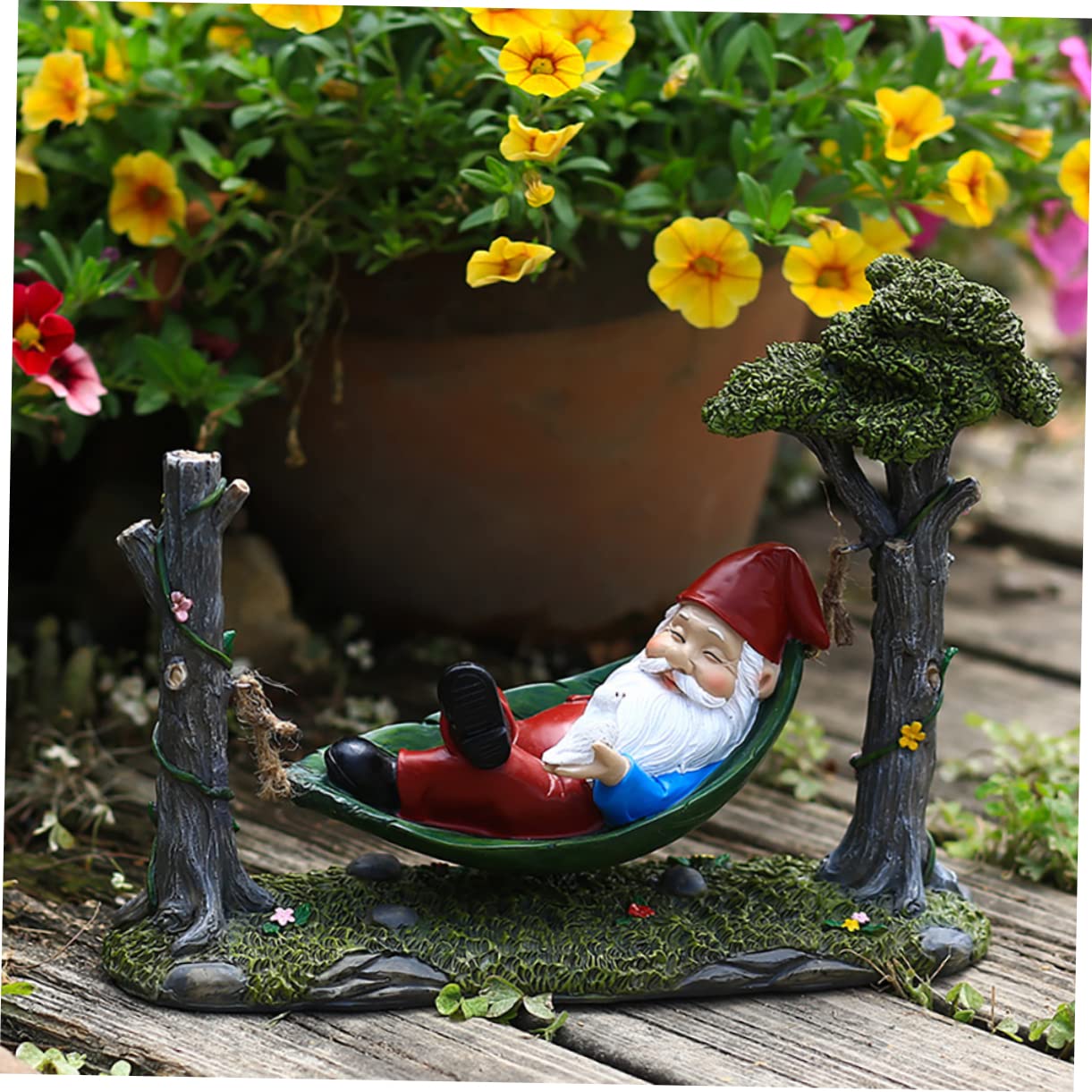 Weihnachtswichtel Gartenfigur Resin Hängematte Langlebige Kreative Harzdeko Für Außenbereich Rasen Und Mikrolandschaft Geschenkidee