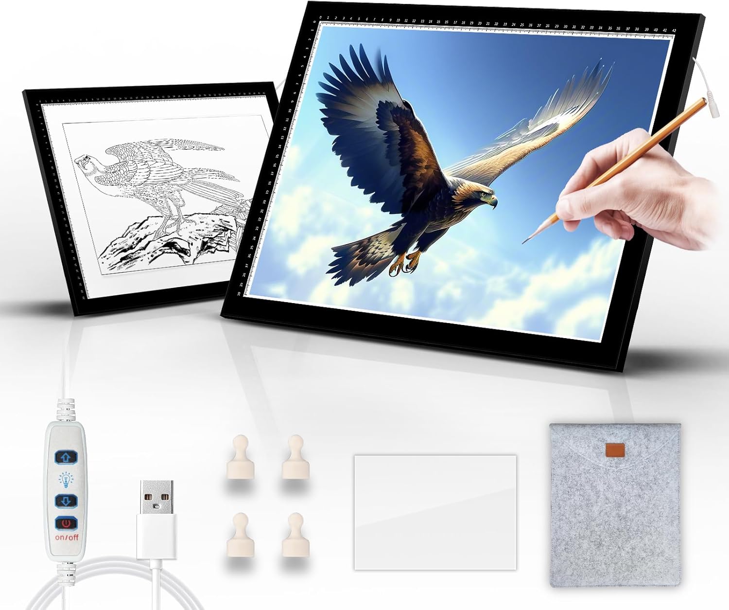 ColorWeaveArt A2 LED Light Pad for Diamond Painting – Tracing Light Box with 10 Levels/Stepless Dimming, Bright LED Light Board for Sketching, Drawing, and Diamond Art Kits for Adults & Kids