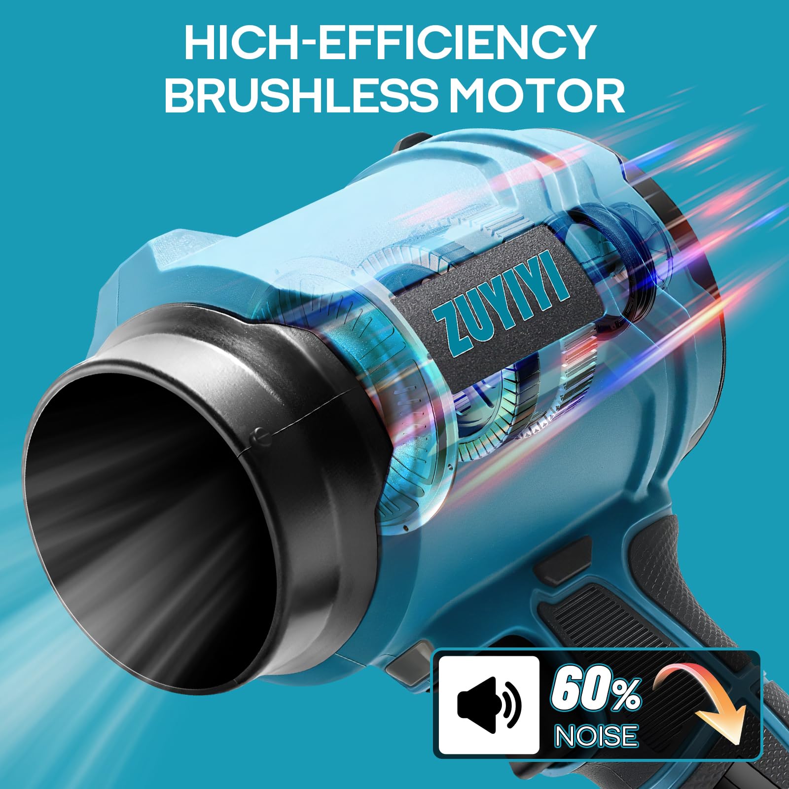 Mini soffiatore a secco senza fili per Makita 18 V batteria (non inclusa), soffiatore senza spazzole 40000 giri/min 475 MPH, ventilatore portatile Turbofan con ugello esteso per la cura del