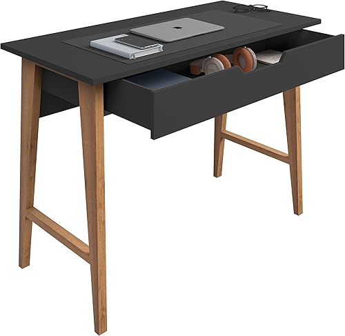 Miniatura 34 de Crafts and Comfort - Escritorio pequeño Roma de diseño moderno para dormitorio, escritorio rosa de 40 pulgadas con gabinete y cajón de bloqueo